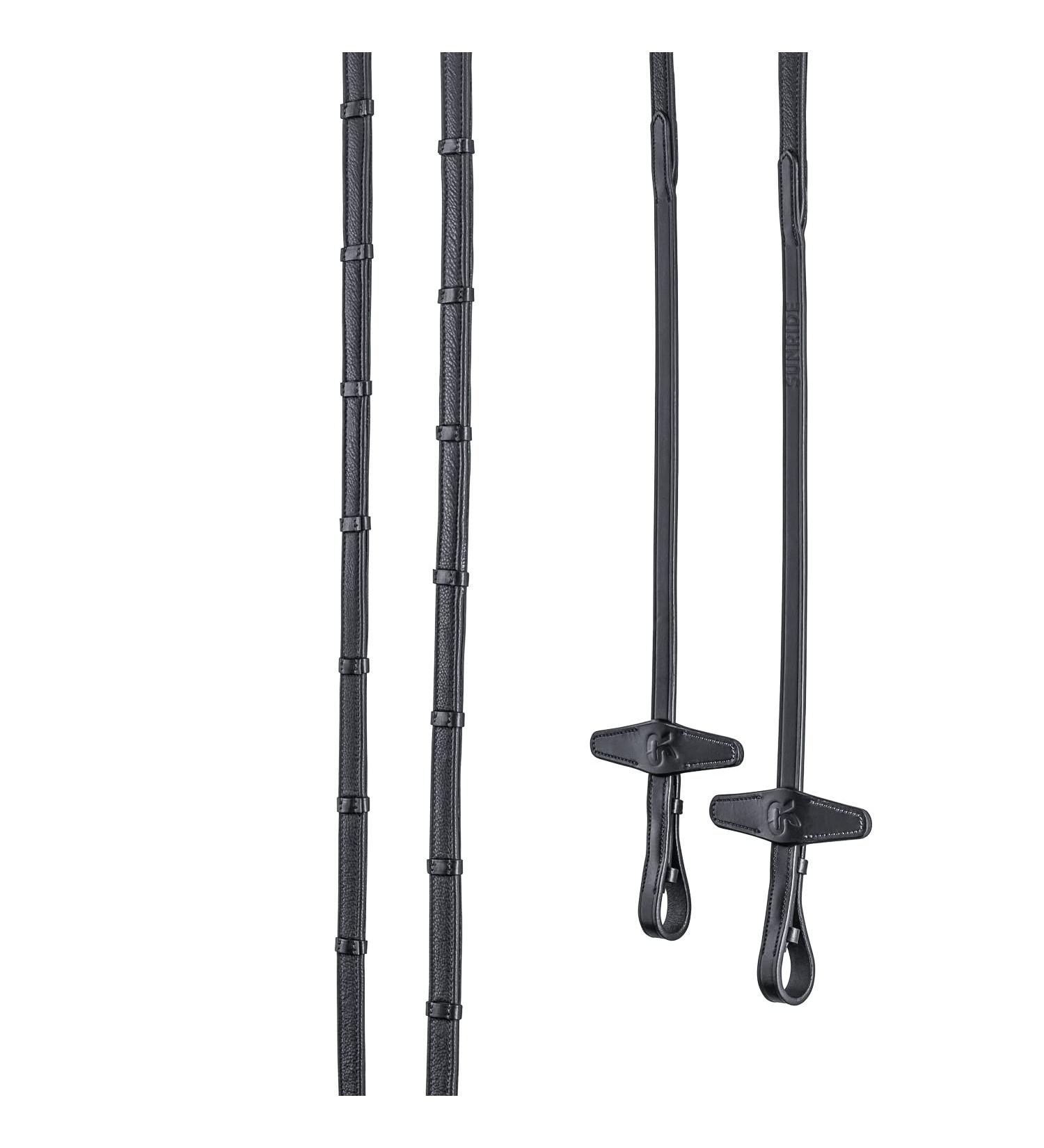 Sunride Elastic Tubes with Grips for Horses - Soft Real Leather & Grippy Rubber - 280 cm Black - Buy Online on GoSupps.com