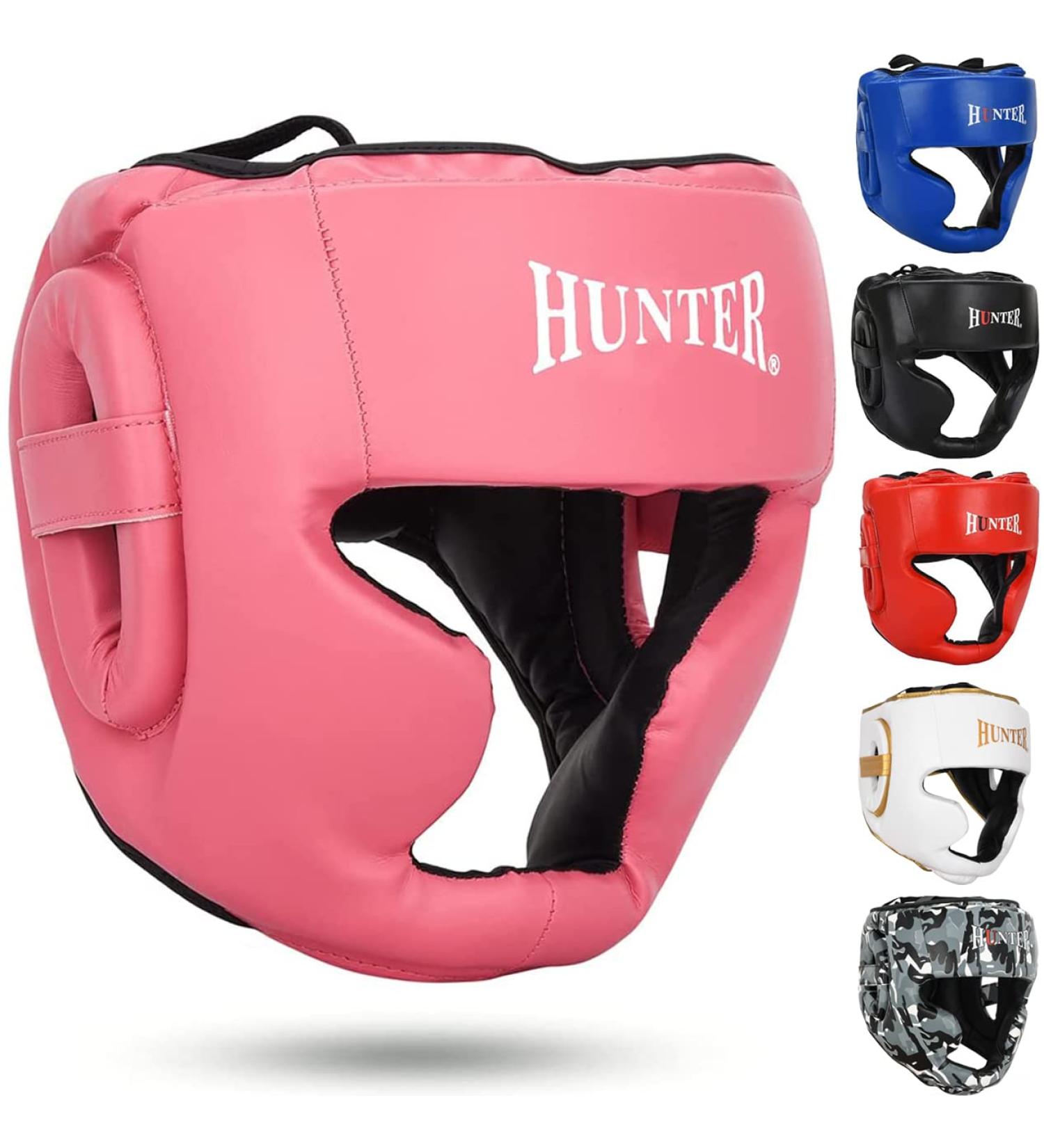 HUNTER Professional Boxing MMA Training Headgear | Pink Headguard for Kickboxing, Muay Thai, Grappling, Karate, Taekwondo - S/M Size - Buy Online on GoSupps.com