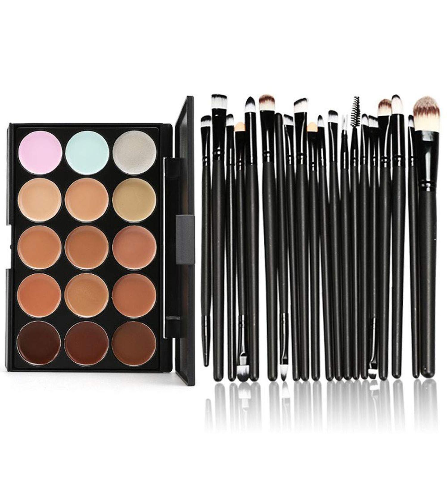 Clement Attlee 15 Colors Contour Face Cream Makeup Concealer Palette Professional + 20 Brush - Buy Online on GoSupps.com
