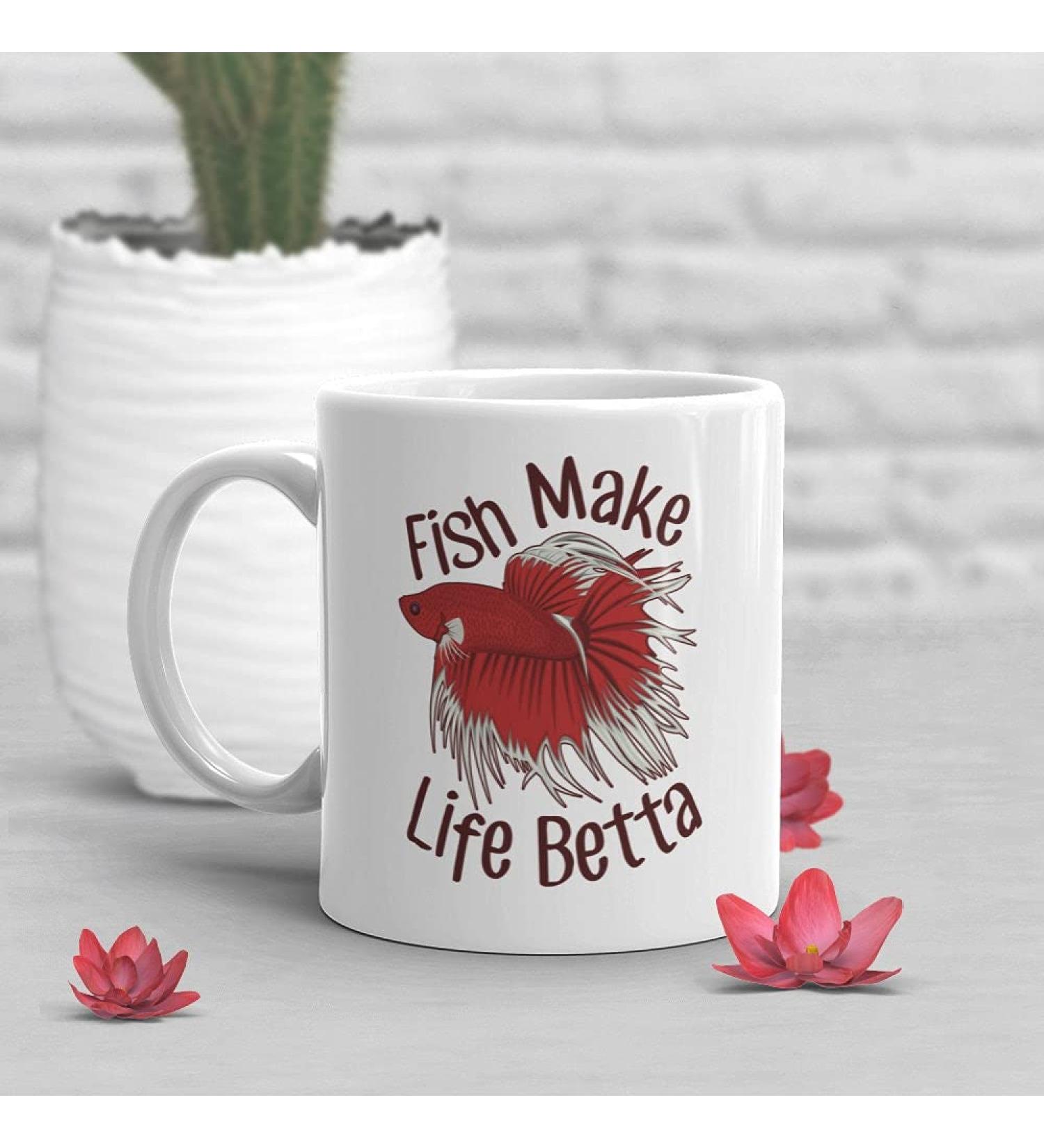 Cute Siamese Fighting Fish Gift Aquarium Tropical Tank Betta Fish Coffee Mug Fish Make Life Betta Funny Beta Fish Cup Pet Betta Lover