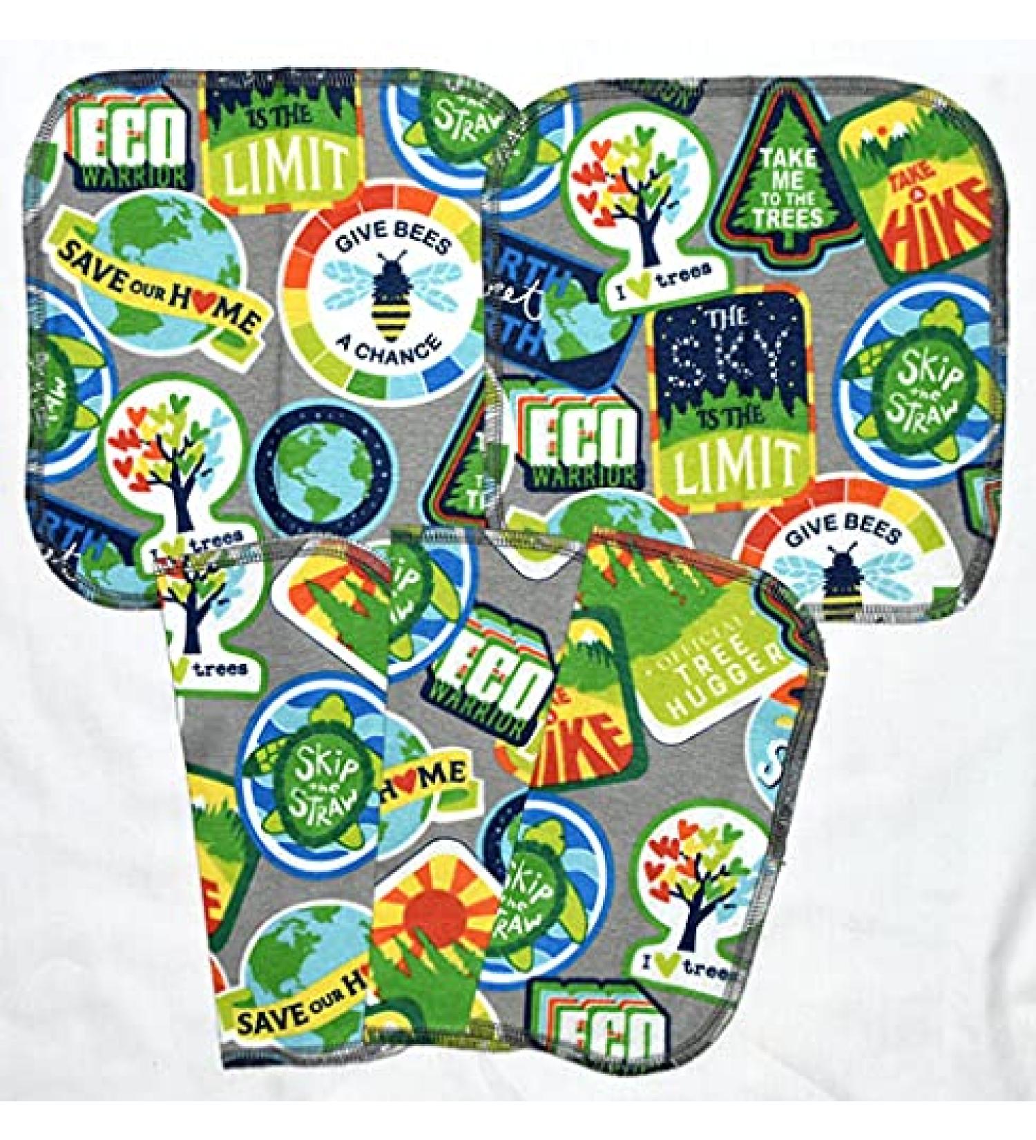 Reusable Kids Lunchbox Napkins 5 Pack - 1 Ply Save the Earth Print - 8x8 inches - Little Wipes (R) Flannel - Buy Online on GoSupps.com