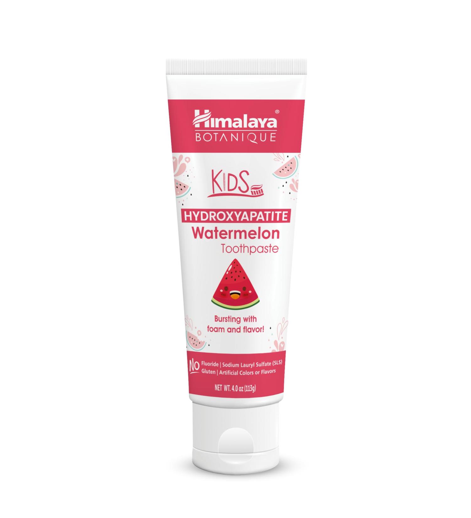 Himalaya Botanique Kids Hydroxyapatite Toothpaste Watermelon Flavor - Nano Hydroxyapatite to Support Remineralization and Restore Enamel Fluoride-Free Vegan Gluten Free 4 oz Watermelon 4 Ounce (Pack of 1) - Buy Online on GoSupps.com