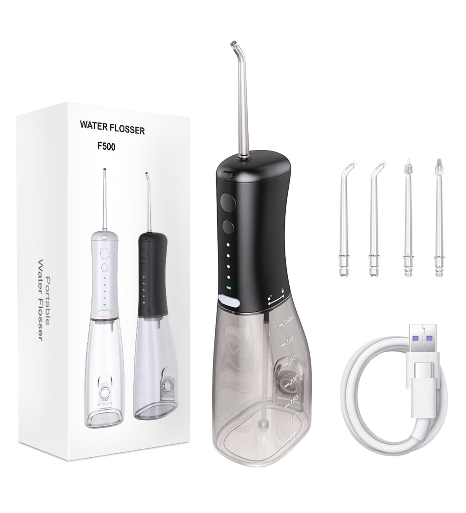 SARMOCARE Cordless Water Flosser - 350ML 4 Modes & Tips | IPX7 Waterproof Rechargeable Oral Irrigator for Home & Travel - Black - Buy Online on GoSupps.com