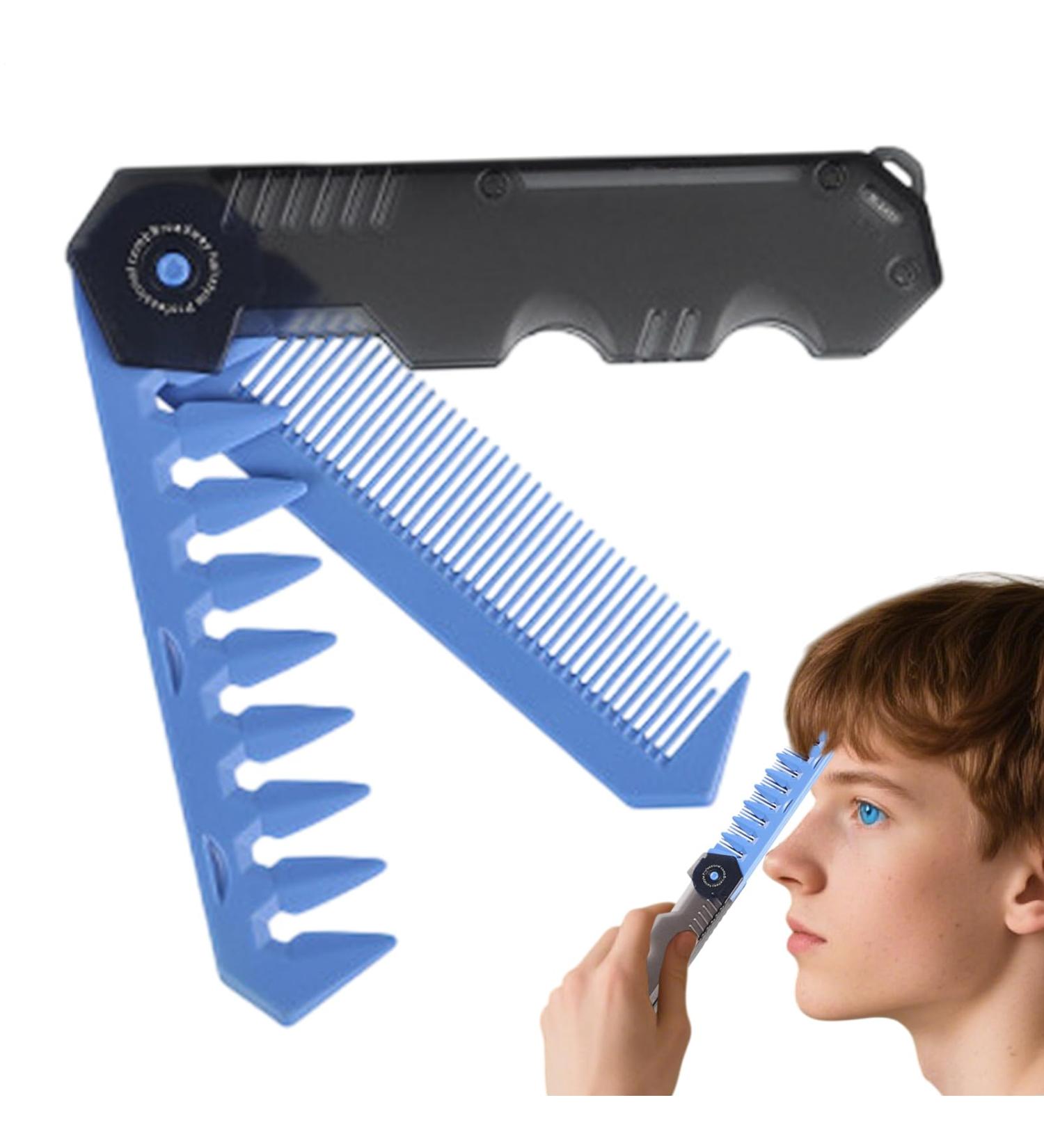 Foldable Folding 2 in 1 Pocket Beard Oilkop Barber Styling Tool Clipper for Hair Beards Mustaches Daily Care Blue - Buy Online on GoSupps.com