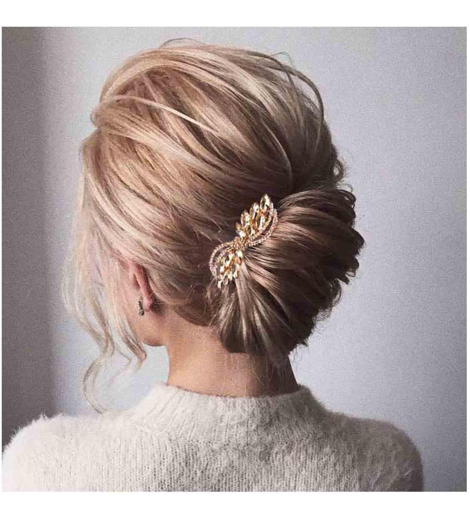 Yheakne Gold Rhinestone Wedding Hair Clip Barrette - Bridal Hair Accessories for Women and Girls - Buy Online on GoSupps.com