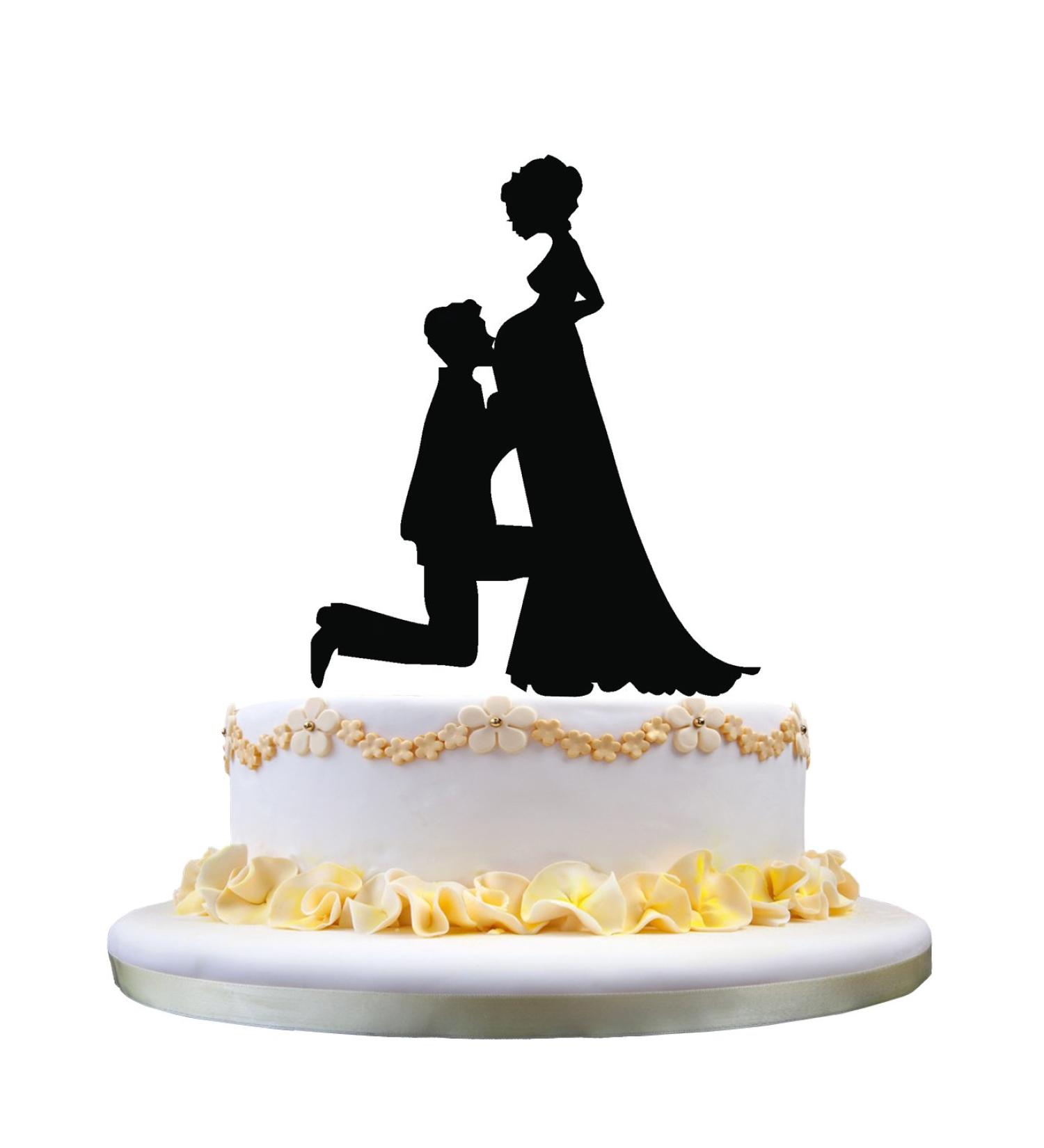 Unique Wedding Cake Topper Pregnant Bride and Groom Wedding Cake Topper