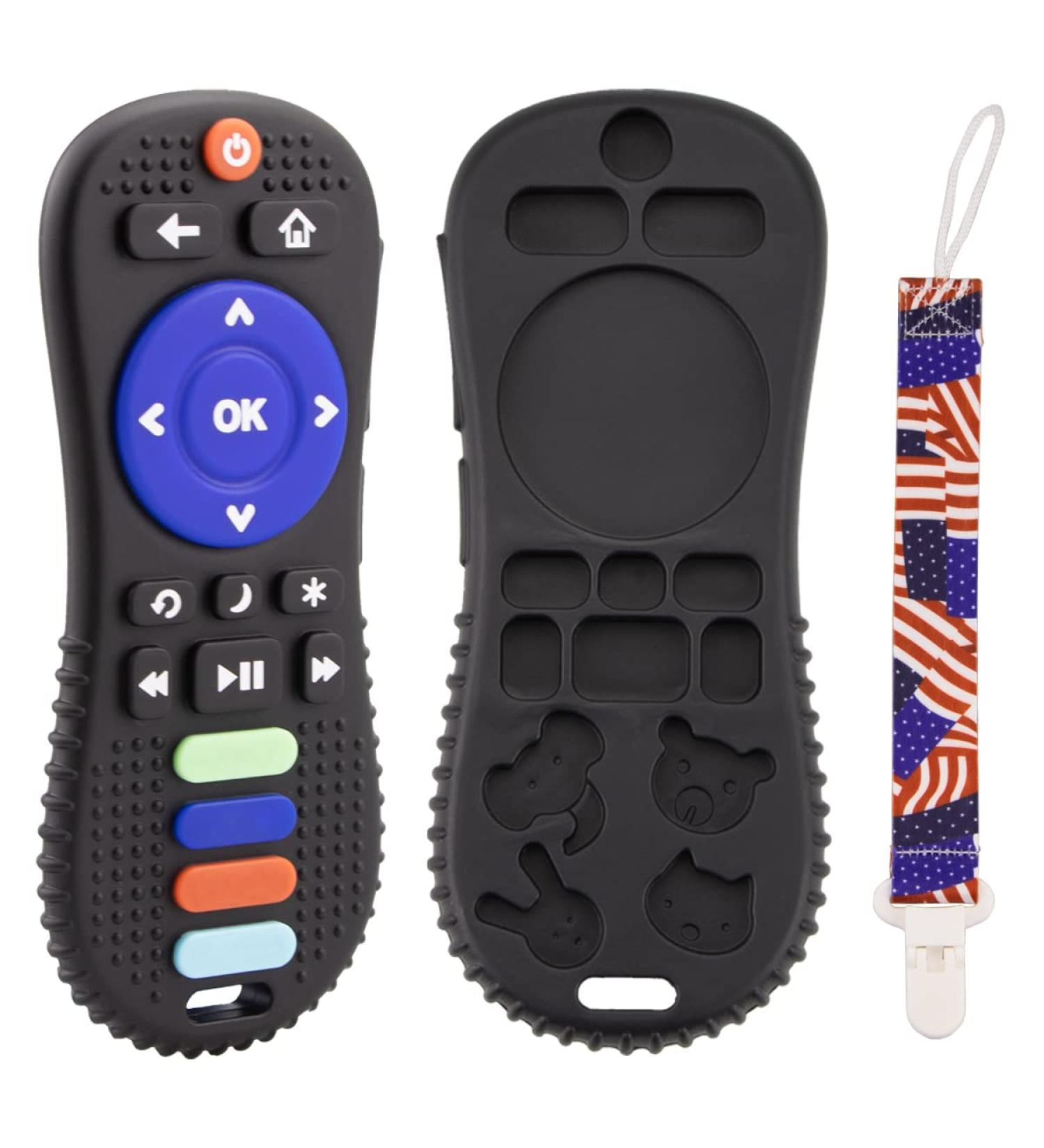 Black Remote Teether for Babies 0-6months & 6-12months - Soft Silicone Teething Toy - Buy Online on GoSupps.com