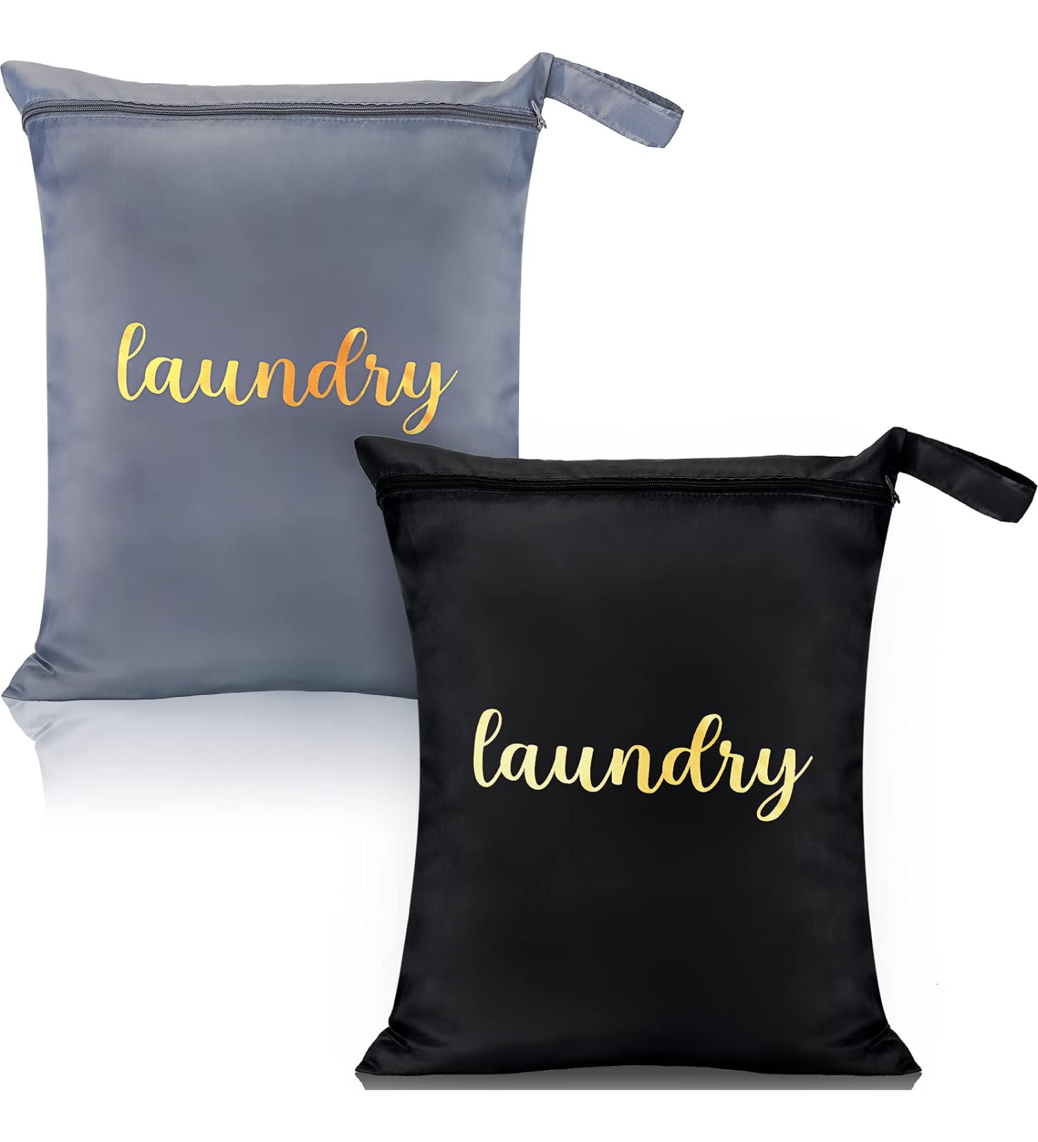 2-Pack Waterproof Travel Laundry Bags - Reusable Wet/Dry Bag for Gym, Swimsuits, Diapers - 17x22 Inches (Gray/Black) - Buy Online on GoSupps.com