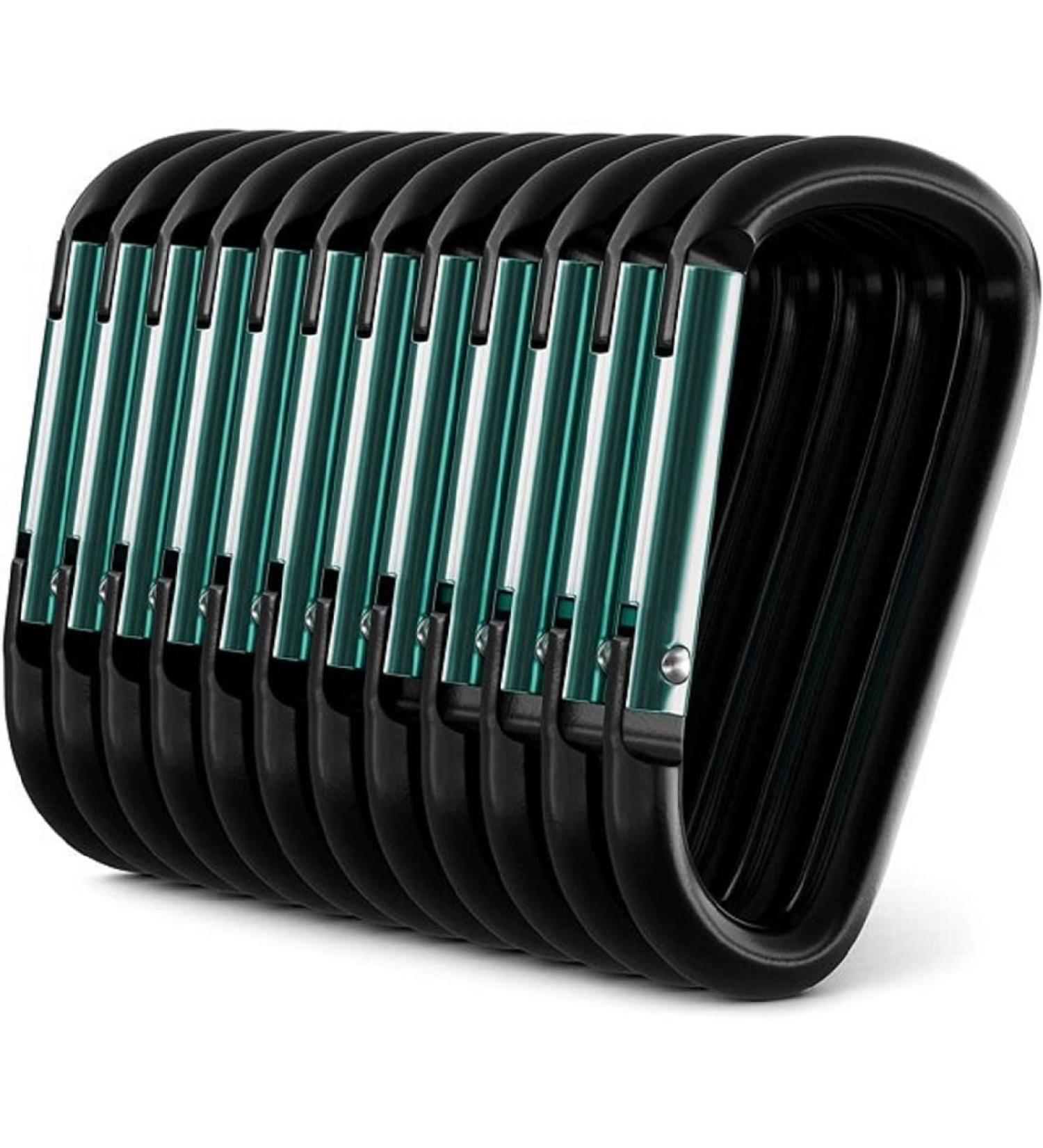 3 Aluminum D-Shape Carabiner Keychain Clip 12 Pack - Black - Buy Online on GoSupps.com