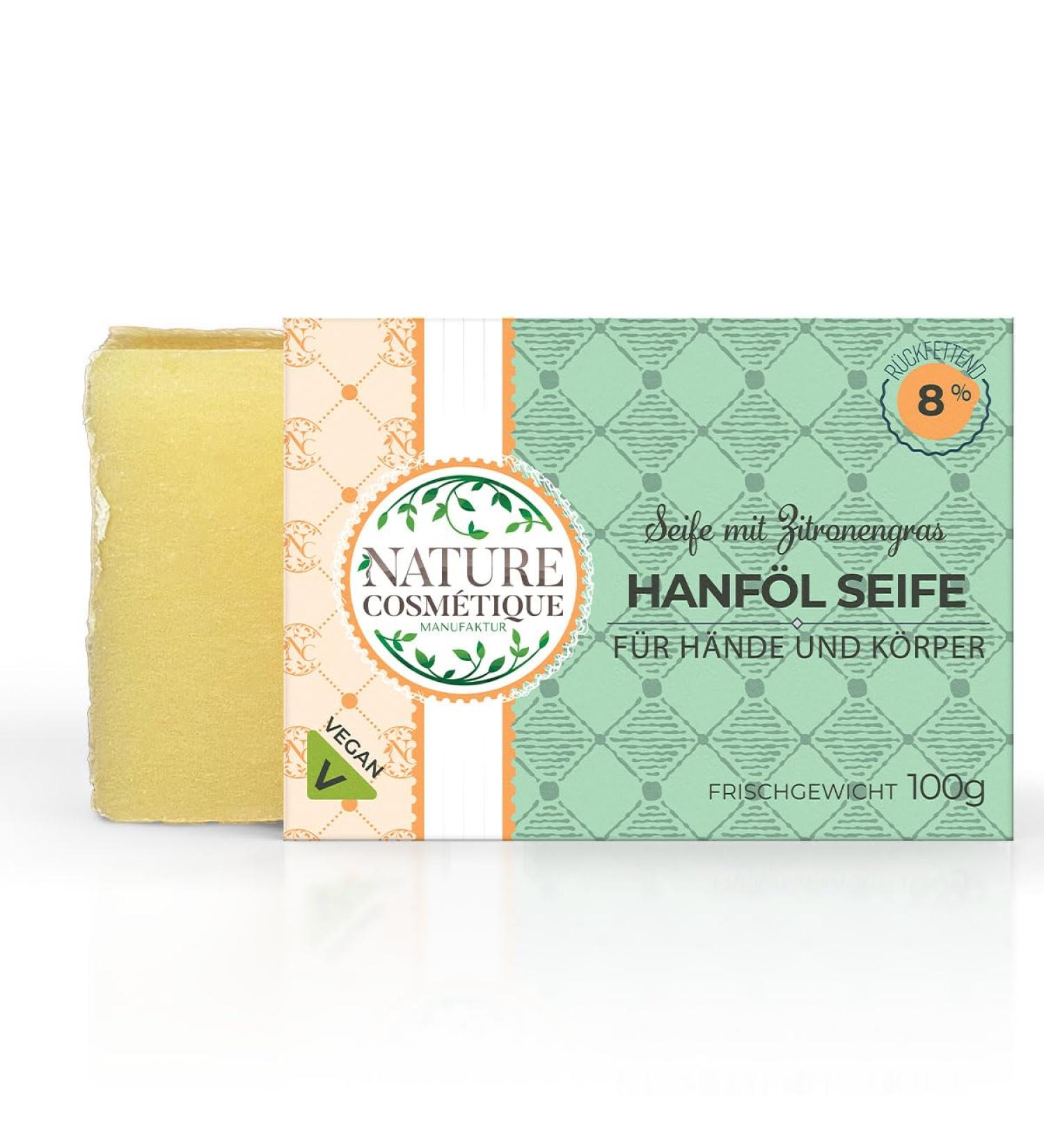 Hemp Oil Soap with Lemongrass - Vegan 100% Natural 8% Regreasation
