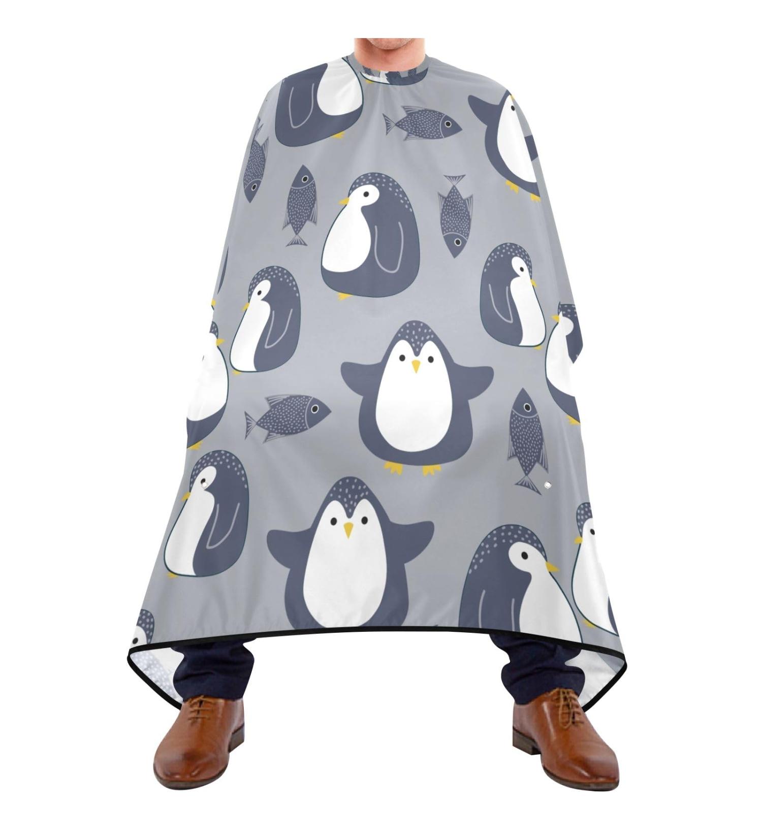 Waterproof Barber Cape - Unisex Hair Cutting Bib with Penguin Fish & Cheetah Prints for Men | Shop Internationally - Buy Online on GoSupps.com