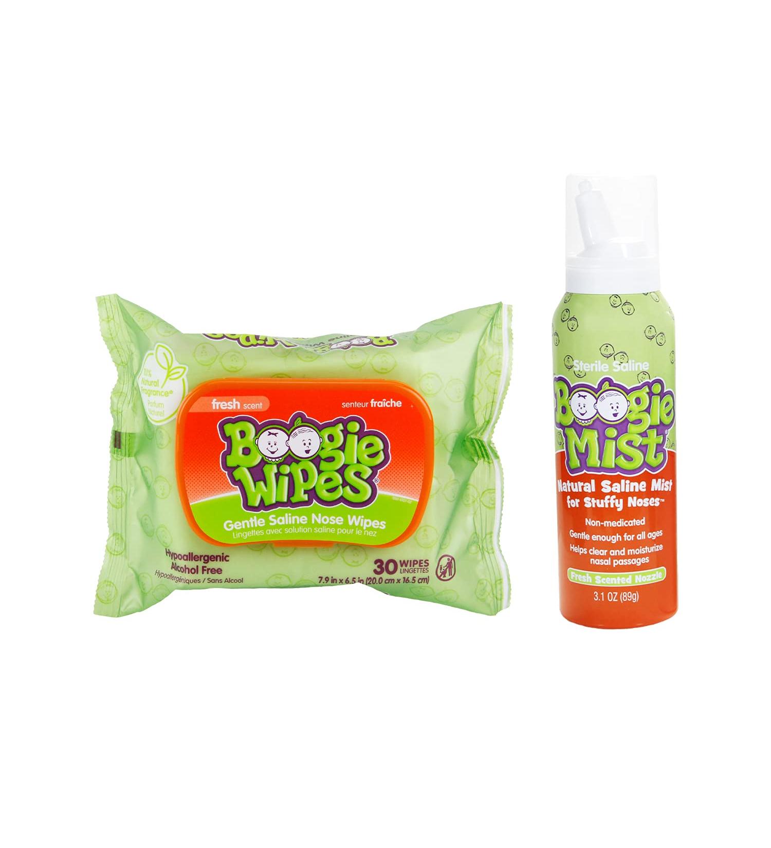 Boogie Wipes Baby Wipes & Saline Nasal Spray Bundle - Fresh Scent, 30 Wipes + 3.1 oz Spray - Buy Online on GoSupps.com