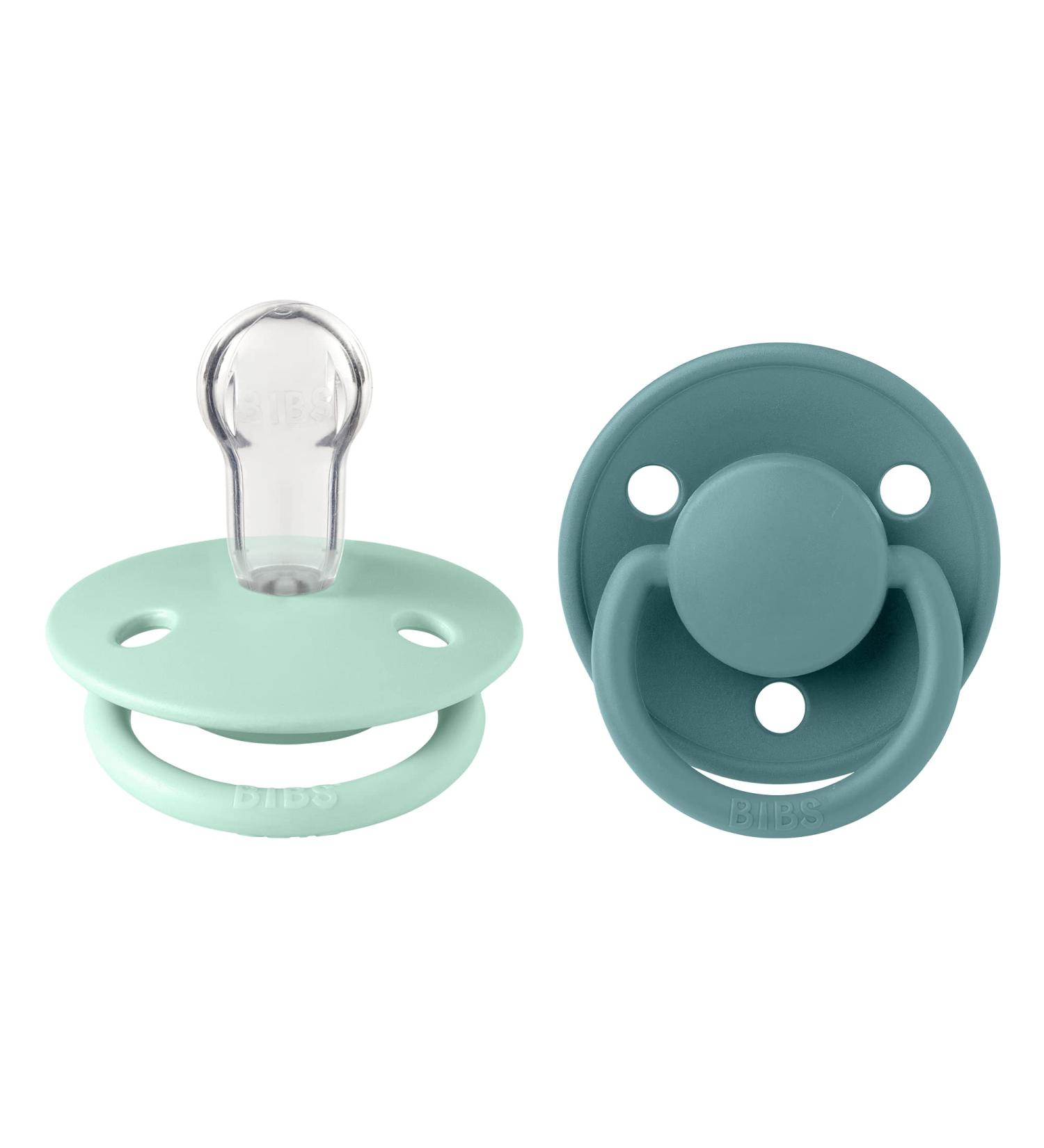 BIBSE de Lux Schnuller 2-Pack | BPA-Free Cherry Nipple | Silicone Pacifiers for 0-36 Months | Made in Denmark - Nordic Mint & Island Sea - Buy Online on GoSupps.com