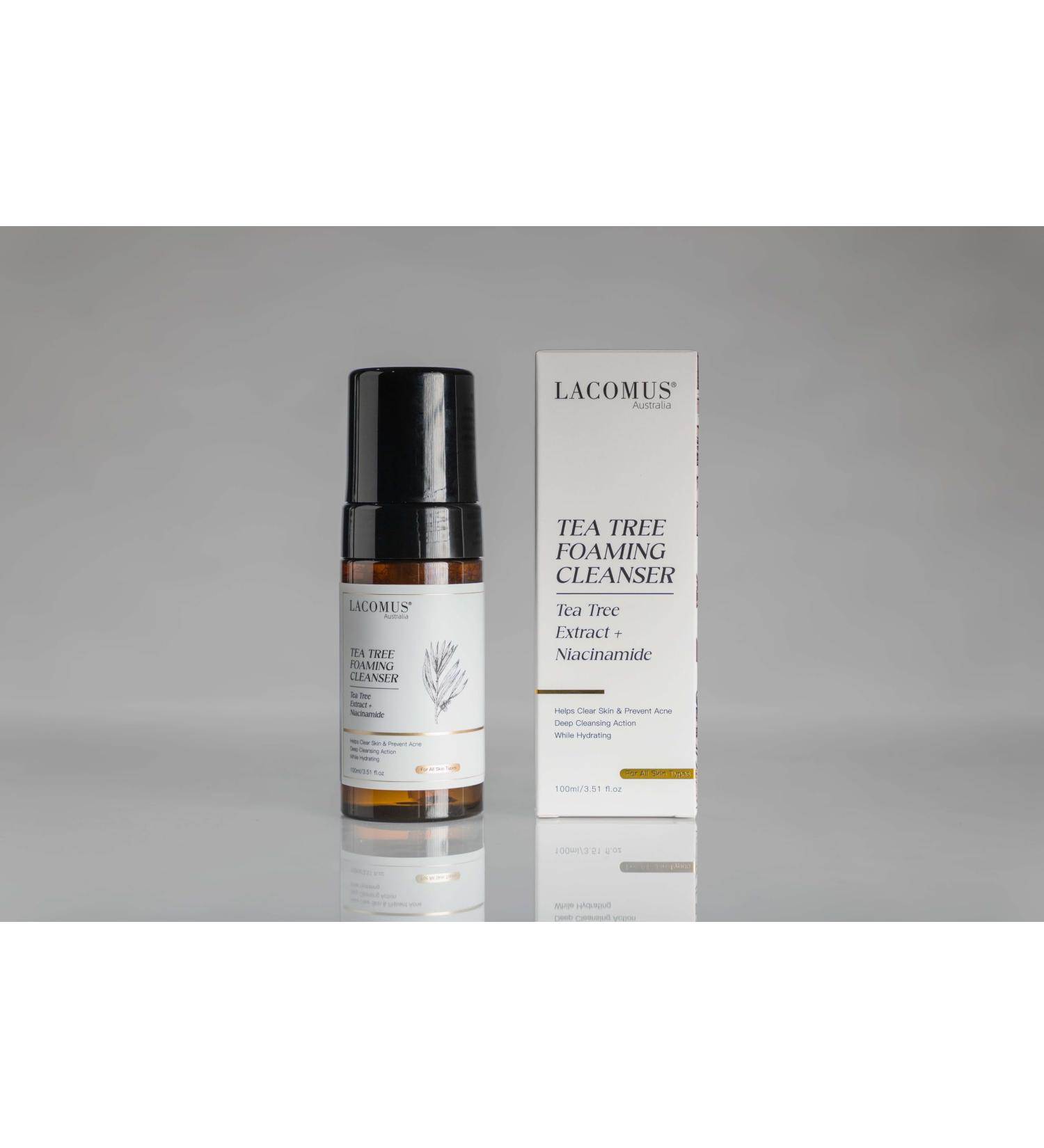 LACOMUS Australia Organic Tea Tree Foaming Cleanser with Niacinamide for Clear Skin & Acne Prevention. Deep Pore Cleansing with Cooling and Hydrating Formula for All Skin Types. - Buy Online on GoSupps.com