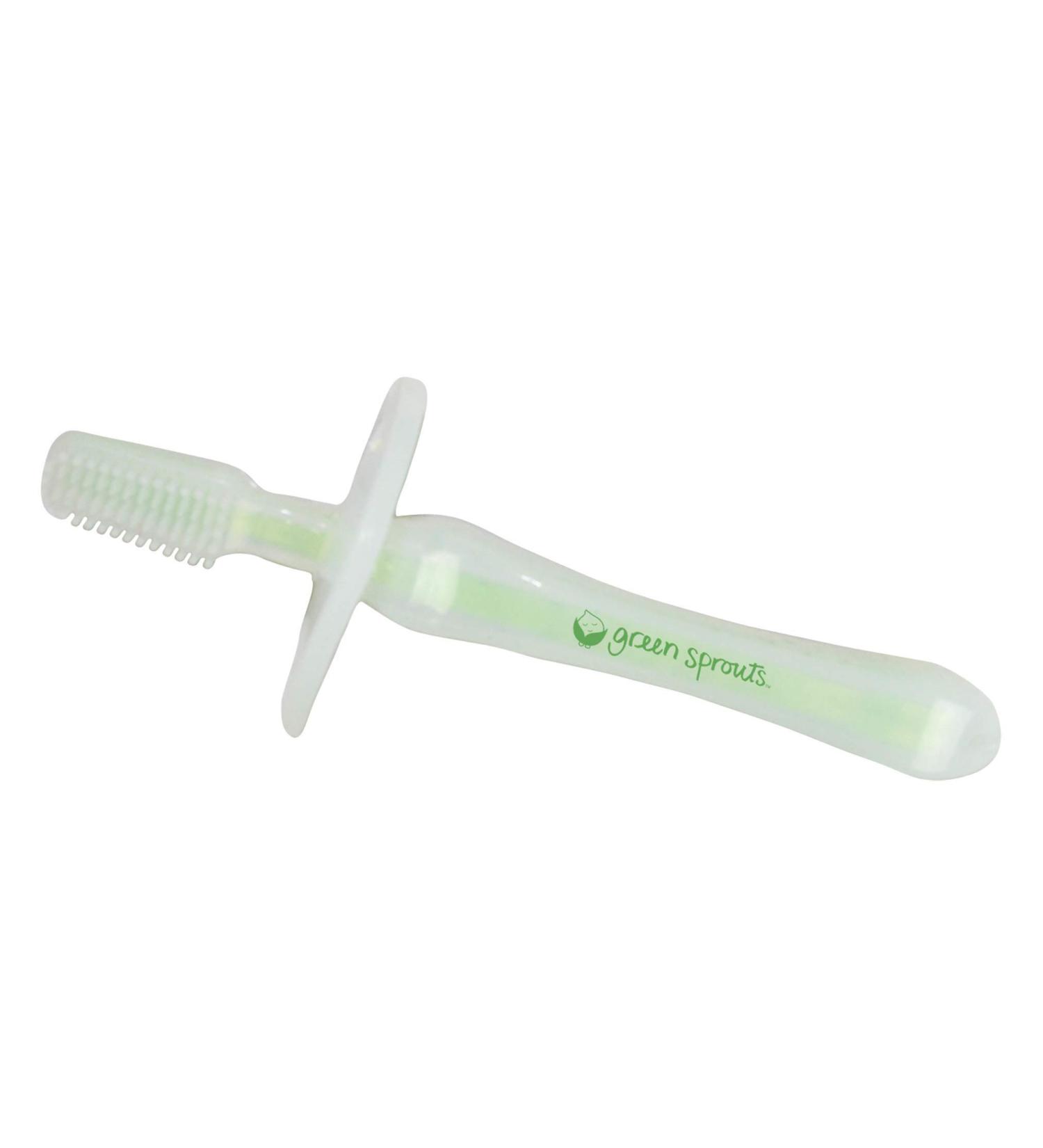 green sprouts Silicone Baby Toothbrush | Massages and Cleans Gums & Teeth | Soft, Flexible & Durable | Safety Shield for Protection - Buy Online on GoSupps.com
