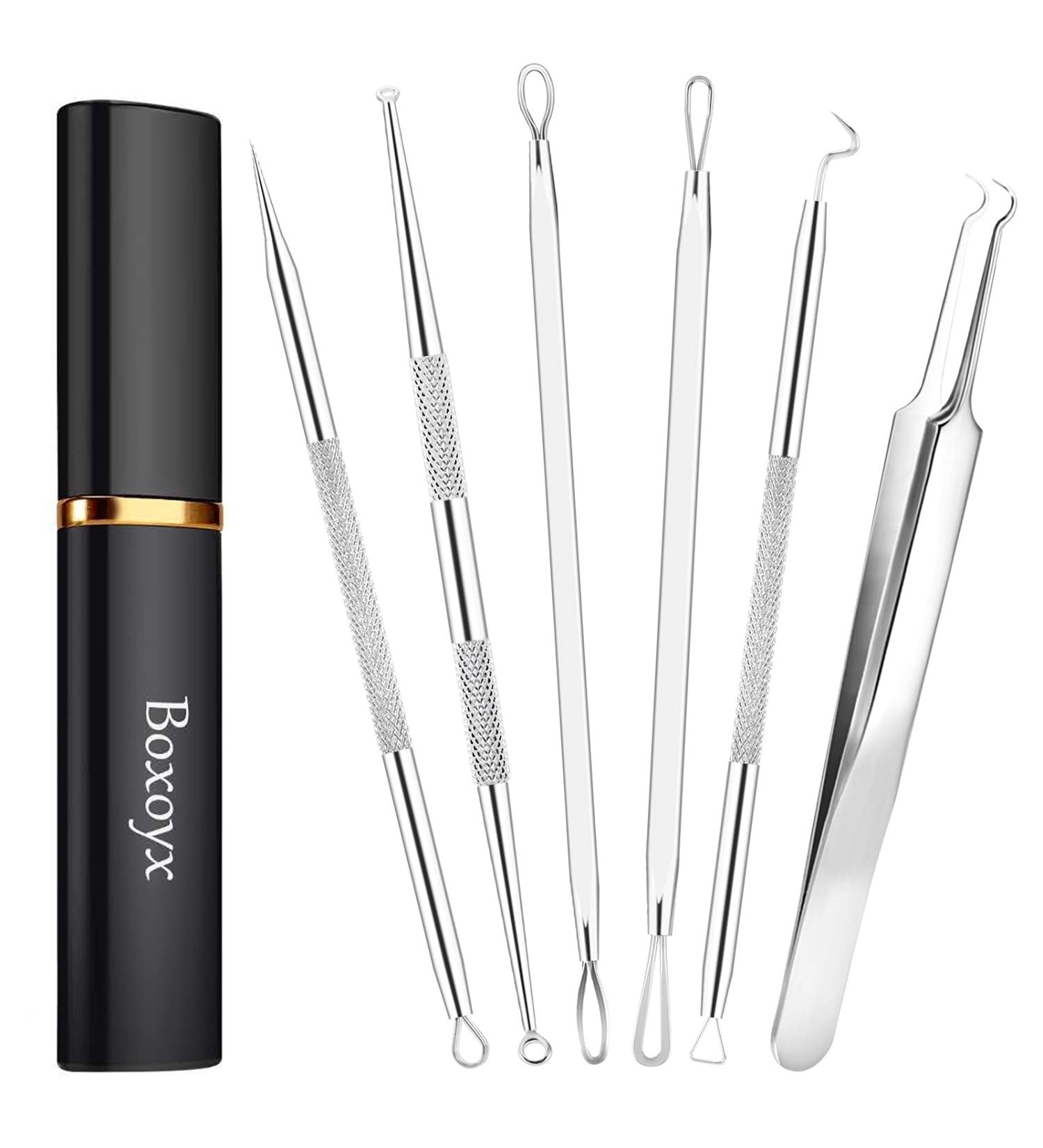 Pimple Popper Tool Kit - 6Pcs Blackhead Remover Comedone Extractor Set in Metal Case - Buy Online on GoSupps.com