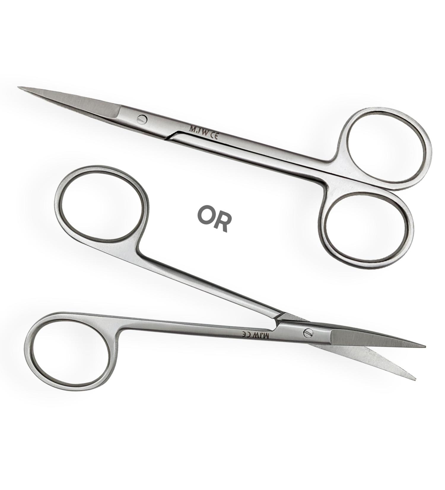 MJW Professional Stainless Steel Iris Scissors - Precision Beard Ear and Nasal Hair Cutting Tool | Curved Edge Craft Scissors - Buy Online on GoSupps.com