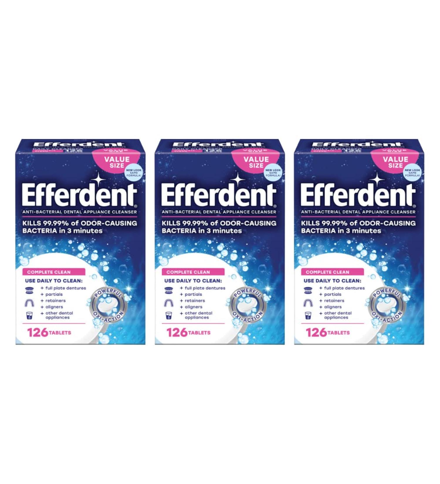 Efferdent Original Anti-Bacterial Denture Cleanser Tablets 126 ea (Pack of 3) - Buy Online on GoSupps.com