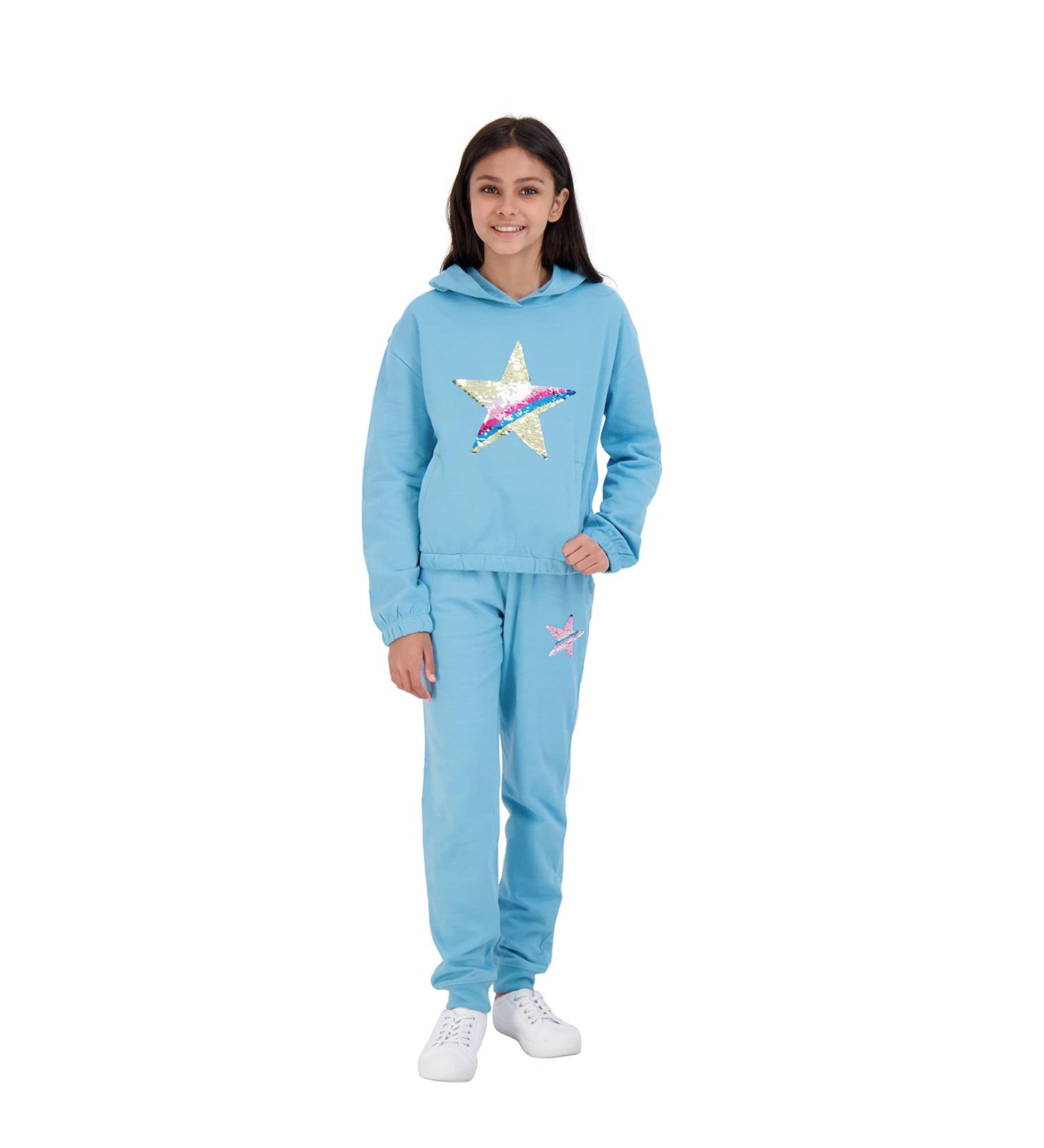 Star Ride Girls 2-Piece Hoodie and Jogger Sweatpant Set 5-6, Stillwater Blue - Buy Online on GoSupps.com