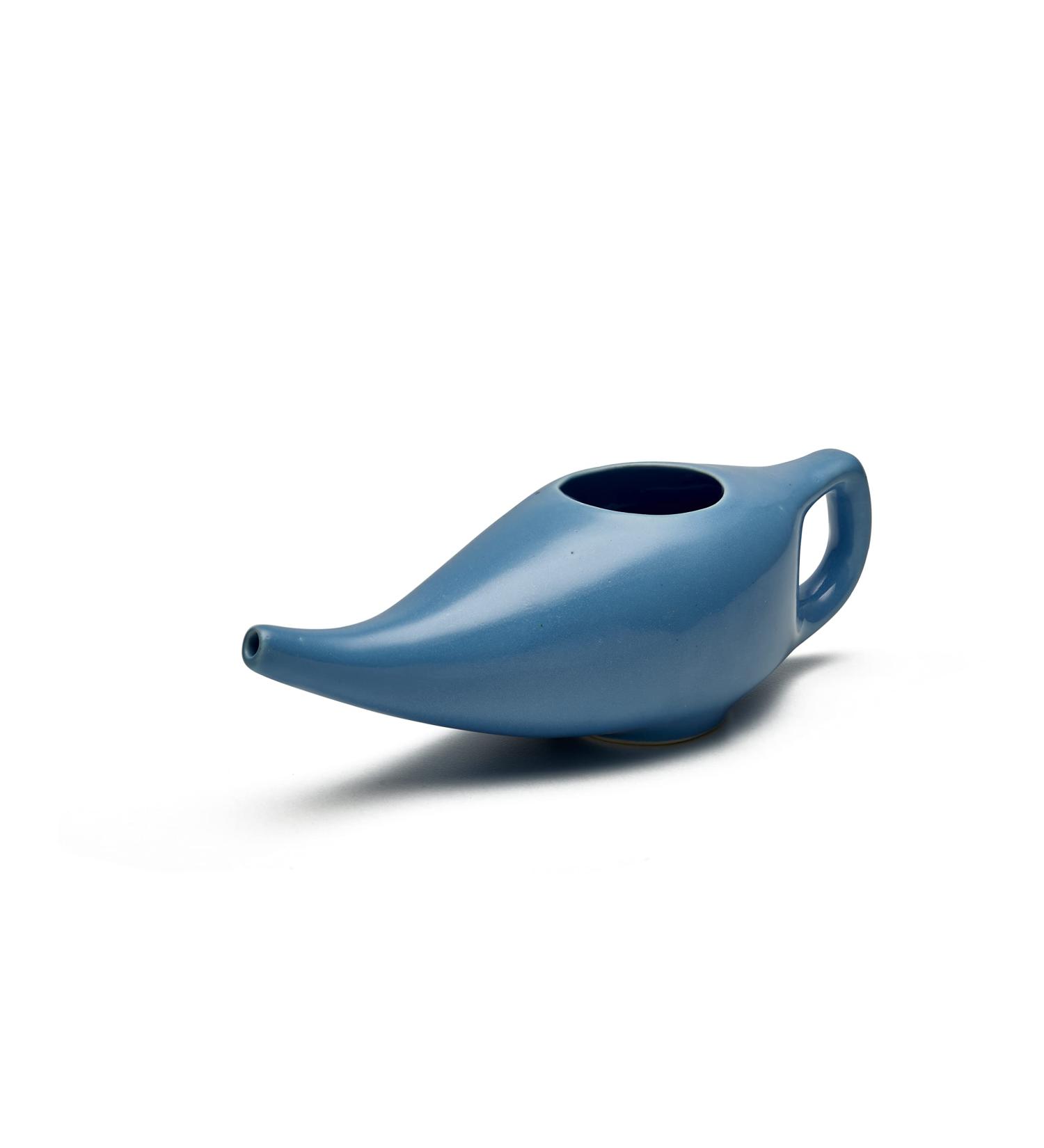 Sarveda Ayurvedic Neti Pot for Nasal Cleansing & Sinus - Handcrafted Ceramic (Blue) - 185ml - Buy Online on GoSupps.com