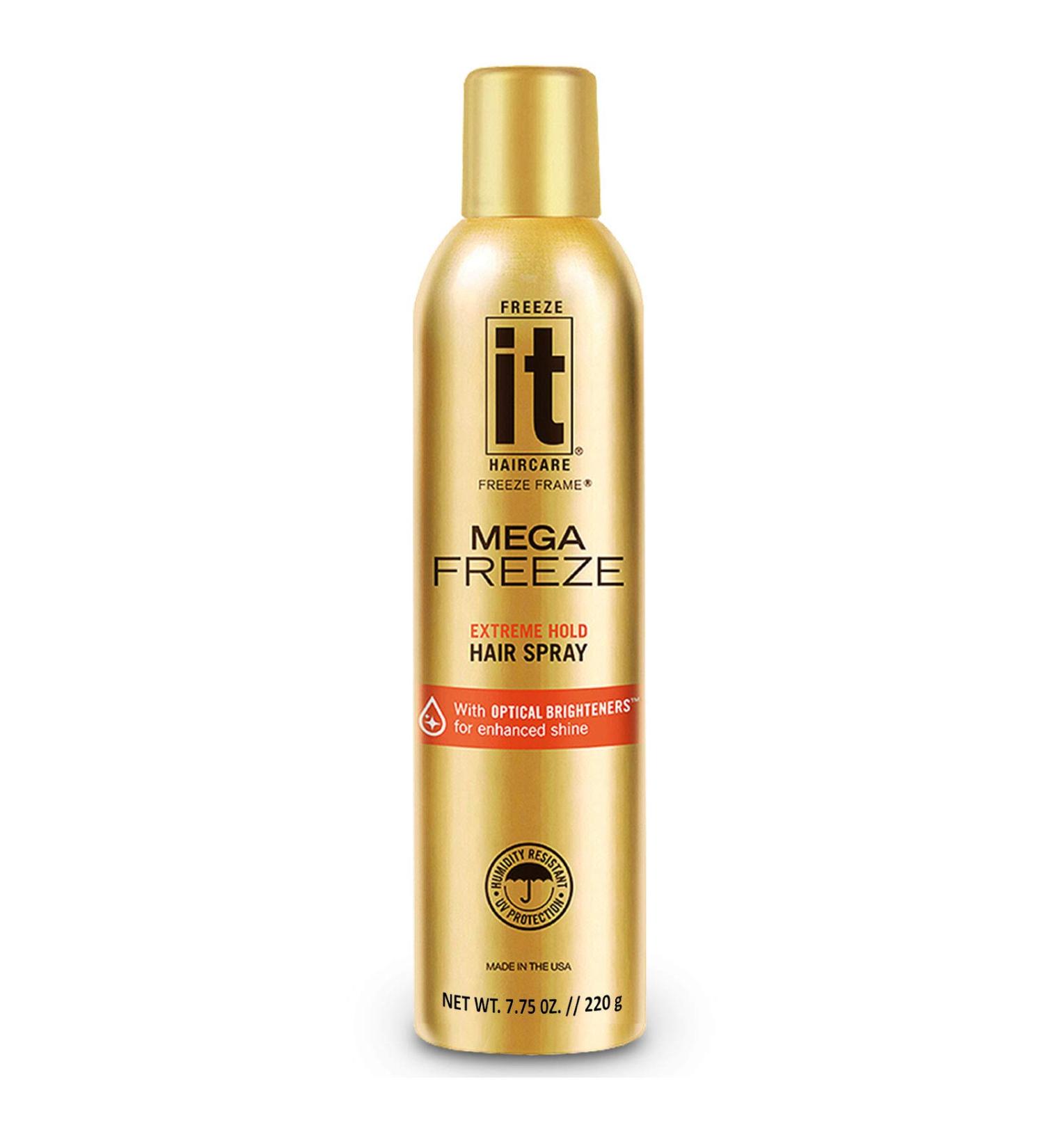 IT Haircare MEGA Freeze Extreme Hold Hair Spray - 7.75 Oz | Vitamin B5 & Hydrolyzed Wheat Protein | 24-Hour Hold | Humidity Resistant | Fast-Dry Formula with Optical Brighteners - Buy Online on GoSupps.com