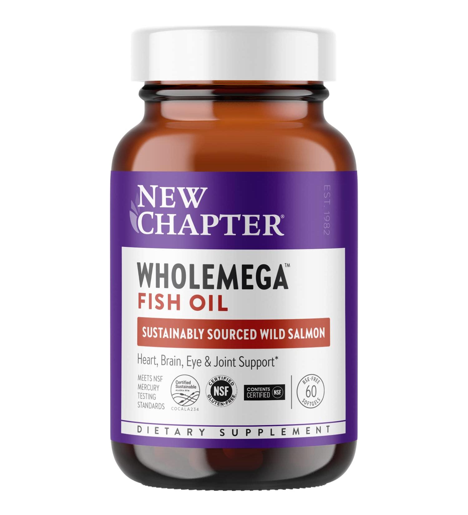 Buy New Chapter Wholemega Fish Oil Supplement - 60 Capsules | Omega-3 Benefits - Buy Online on GoSupps.com
