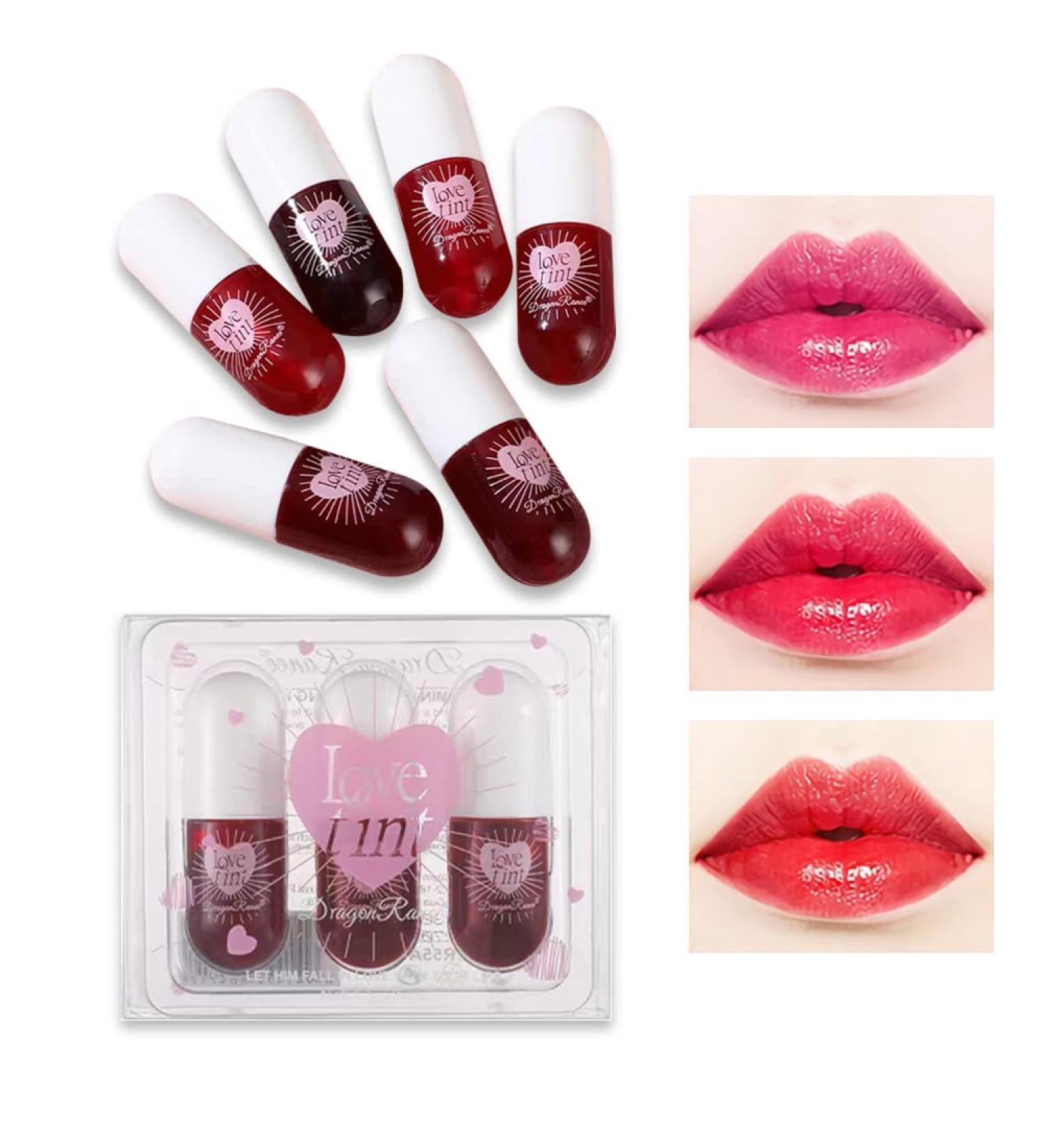 3 Colors Lip Tint Set - Matte Velvet Capsule & Watery Stain for Lips & Cheeks | Long-lasting & Waterproof Korean Formula - Non-Sticky Tinta De Labios - Buy Online on GoSupps.com
