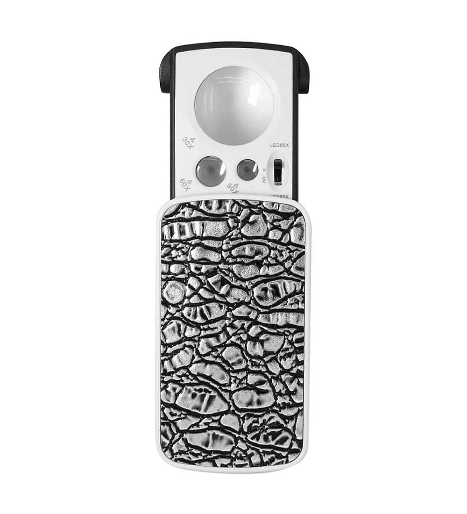 30X 60X 90X Pockets Magnifying Magnifier Jeweler Eye Glass Loupe Loop with LED Light Multifunctional Magnifier (Color : Black) (Silver) - Buy Online on GoSupps.com