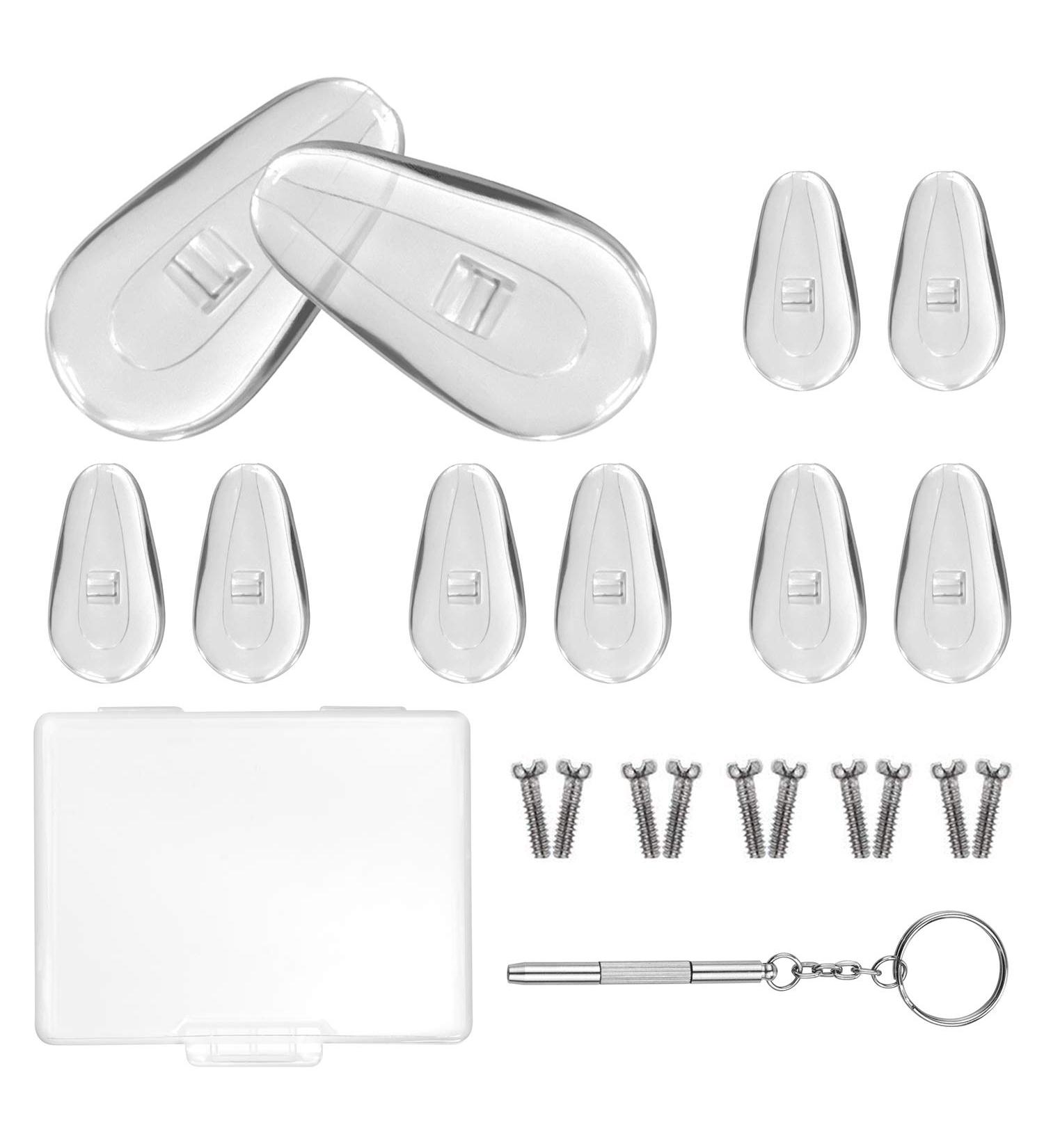 YR 15mm Soft Silicone Air Chamber Eyeglass Nose Pads Repair Kit with Screws & Screwdriver - 5 Pairs - Buy Online on GoSupps.com