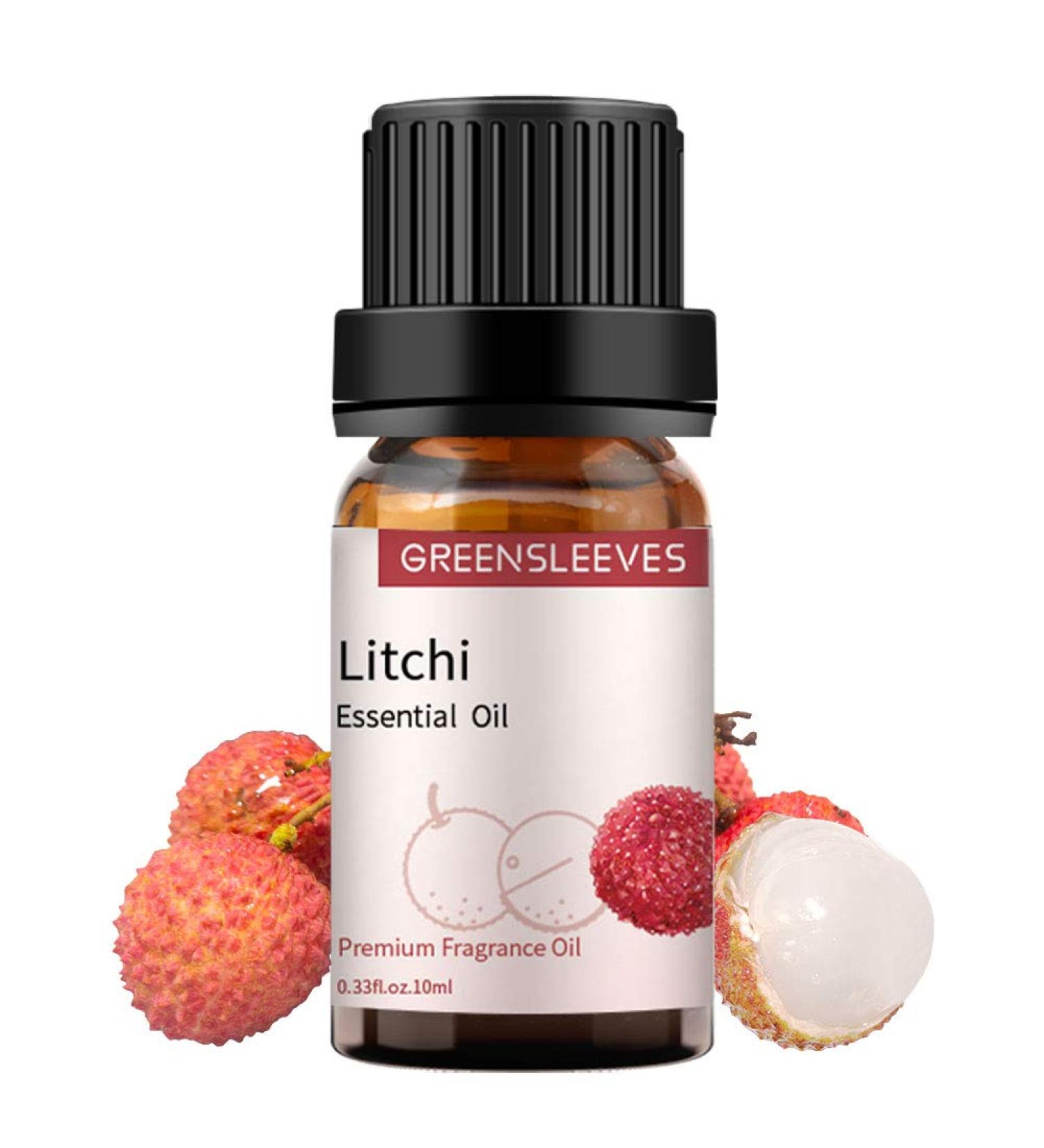 GREENSLEEVES Litchi Essential Oil 10ml - 100% Pure Organic Aromatherapy Diffuser Oil with Litchi Scent - Buy Online on GoSupps.com