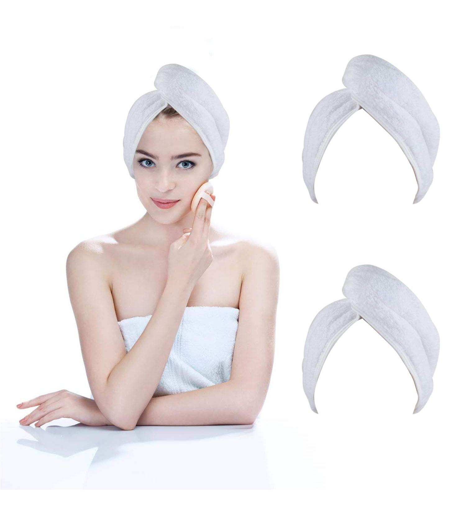Kinhwa Hairurban Microfiber Hair Turban Towel - Quick Dry Super Absorbent Soft 3 Pack with 2 Buttons - Perfect for Long Hair & All Hair Types - Buy Online on GoSupps.com