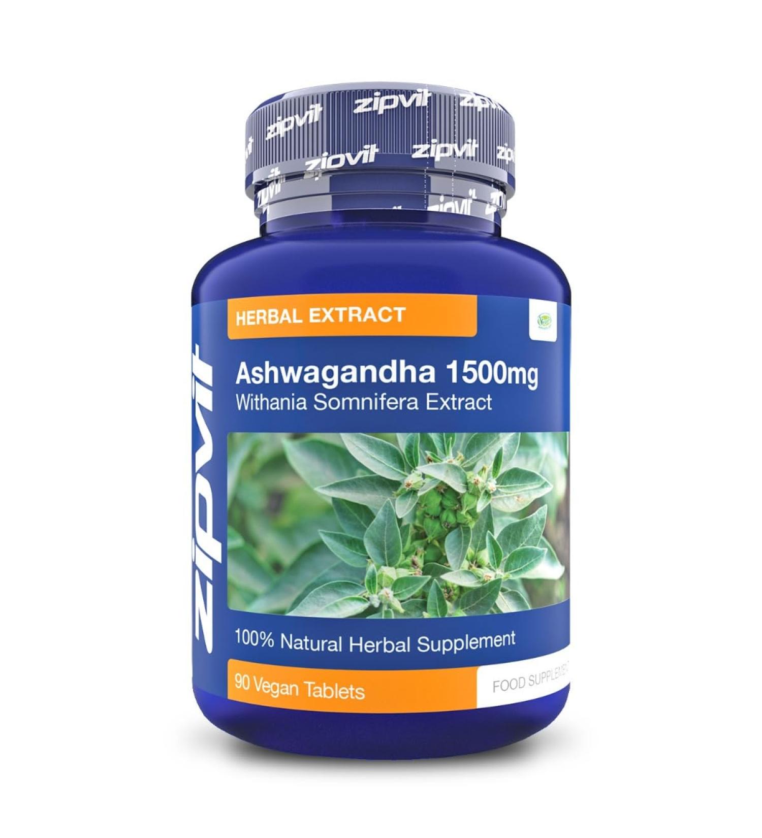 High Strength Ashwagandha Extract 1500mg - 90 Vegan Tablets for Stress Relief & Anxiety - Buy Online on GoSupps.com