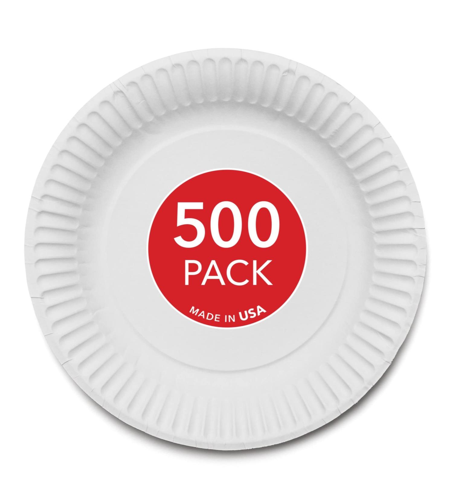 Stock Your Home 9-Inch Uncoated Paper Plates - 500 Count White Disposable Plates - Buy Online on GoSupps.com