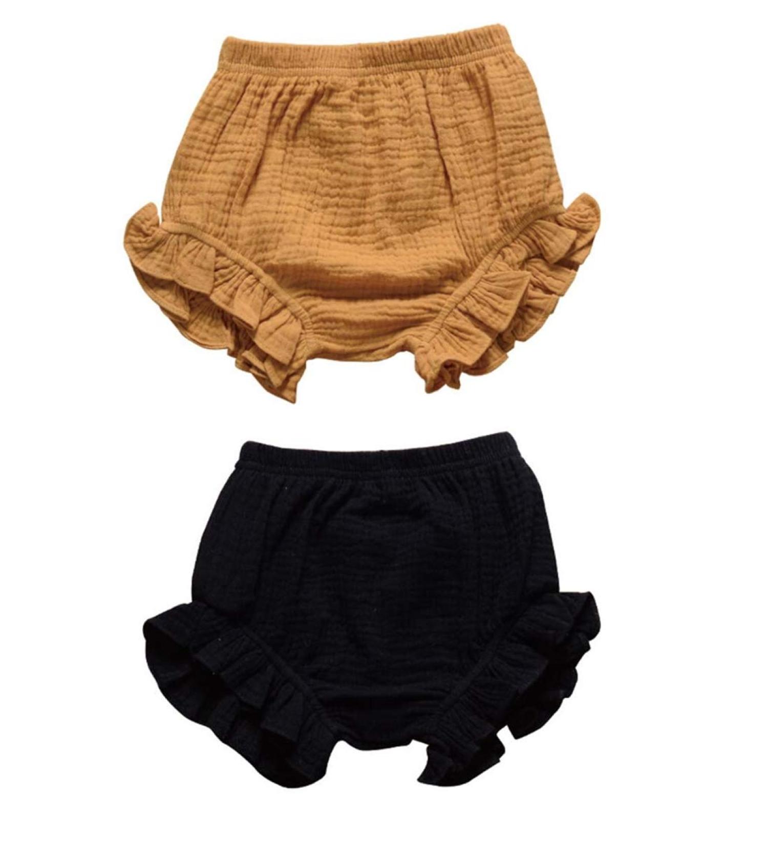 HASAKI Kids Linen Bloomer Shorts Set - 2Pcs Diaper Cover for Newborns to Toddlers (2-3 Years) Yellow+Black - Buy Online on GoSupps.com