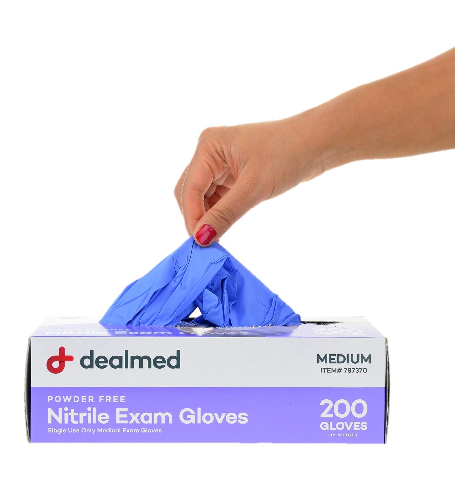 Dealmed Purple Nitrile Exam Gloves 200 Count - Latex Free, Disposable, Multi-Purpose Medical Gloves for First Aid and Facilities - Medium Size - Buy Online on GoSupps.com