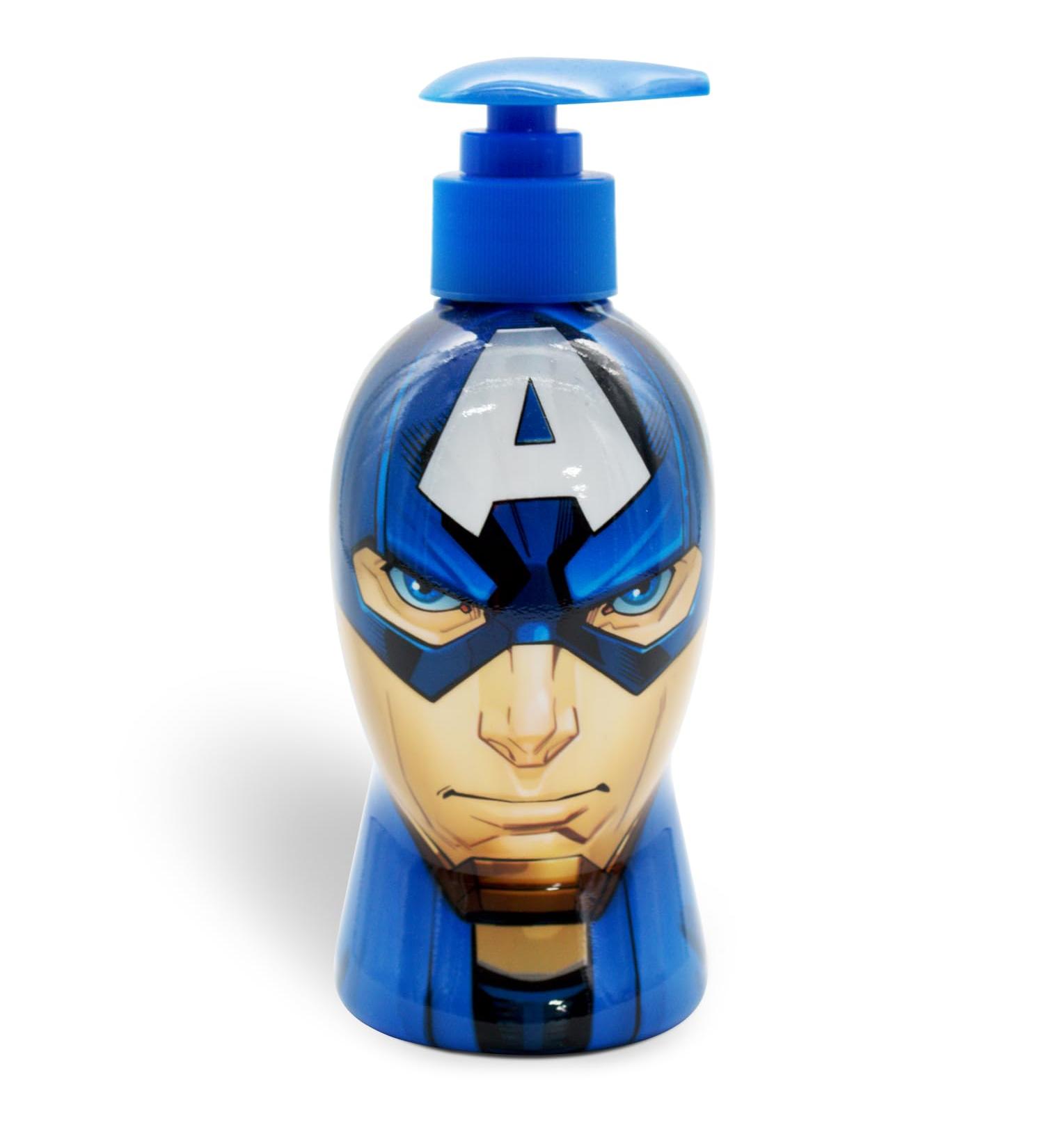 Avengers Children Hair and Body Wash 2 in 1 Bubble Bath and Shampoo with Dispenser Suitable for All Hair Types and Dry Sensitive Skin and Scalp 300 ml Blue - Avengers - Buy Online on GoSupps.com