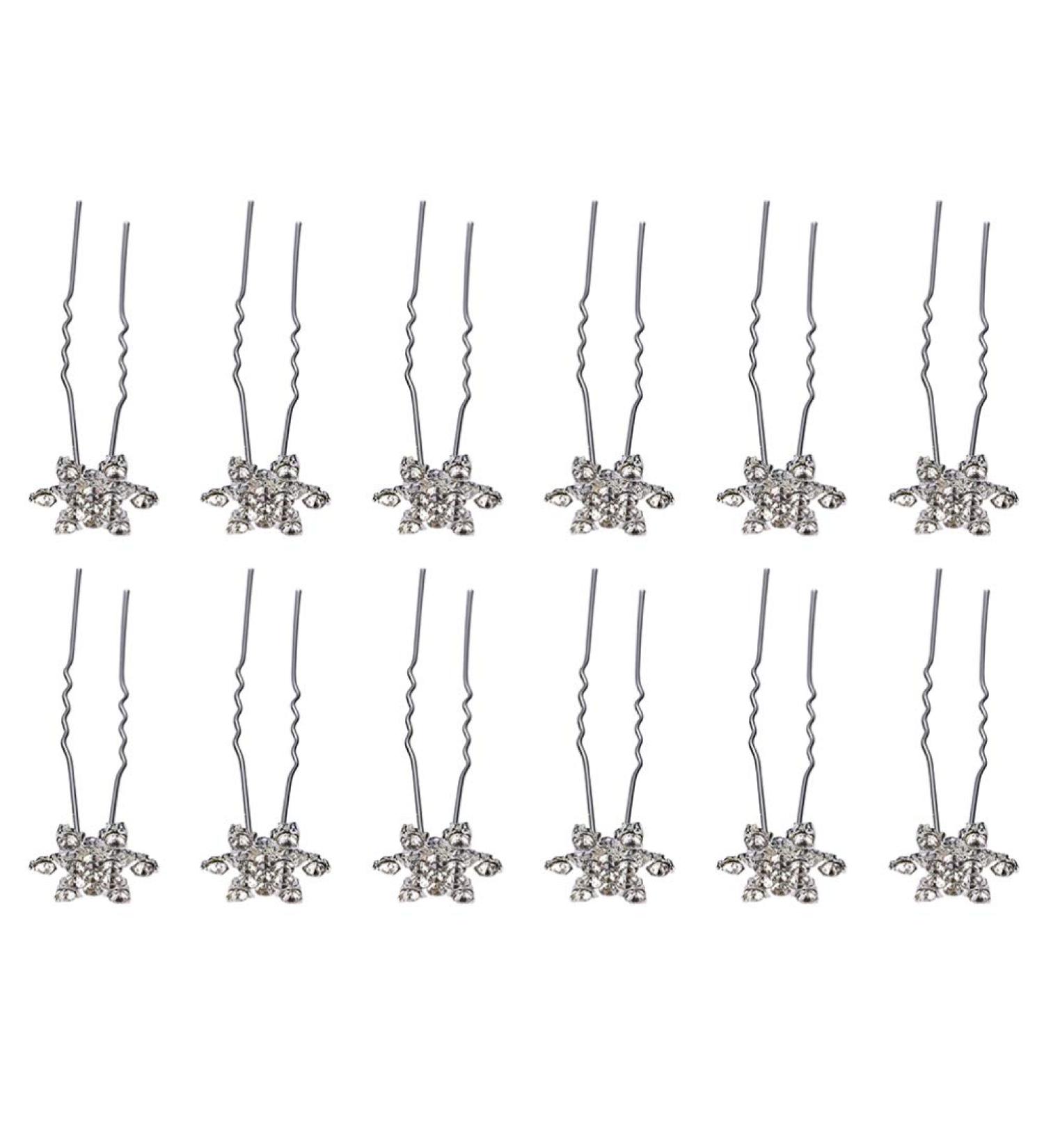 Minkissy 12-Piece Snowflake Bridal Hairpins | Crystal Rhinestone Hair Clips | U-Shaped Christmas Wedding Headgear for Women & Girls - Buy Online on GoSupps.com