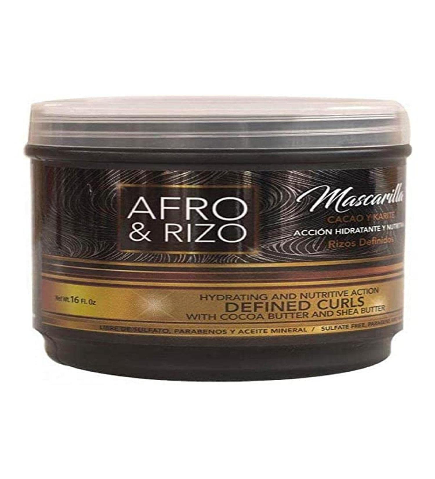 Afro & Rizo Afro & Rice Hair Mask 236g - Deep moisturizing and revitalizing treatment free from sulfates parabens and mineral oils for afro curly wavy and stressed hair.