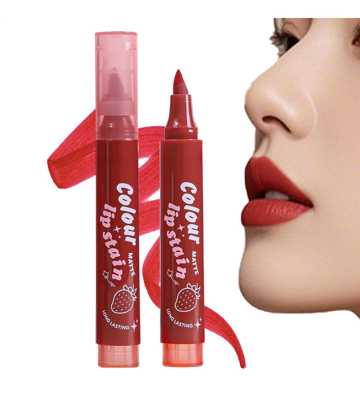 Lipstick Highlighter Matte Red Tinted Applicator Smudge Resistant Long Lasting Tinted Lip Color for Women and Girls - Buy Online on GoSupps.com