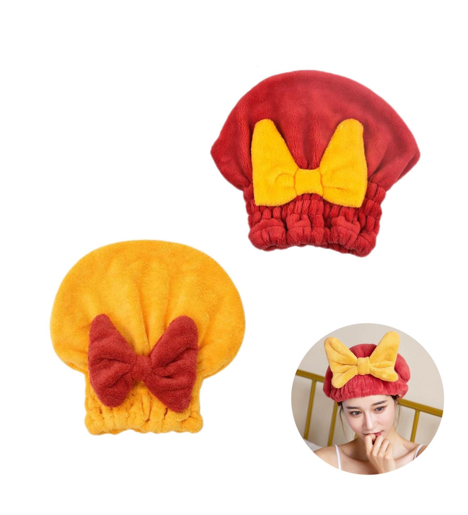 2024 Super Absorbent Microfiber Hair Towel Wrap - Thickened Fast-Drying for All Hair Types | Red & Yellow | International Shipping - Buy Online on GoSupps.com