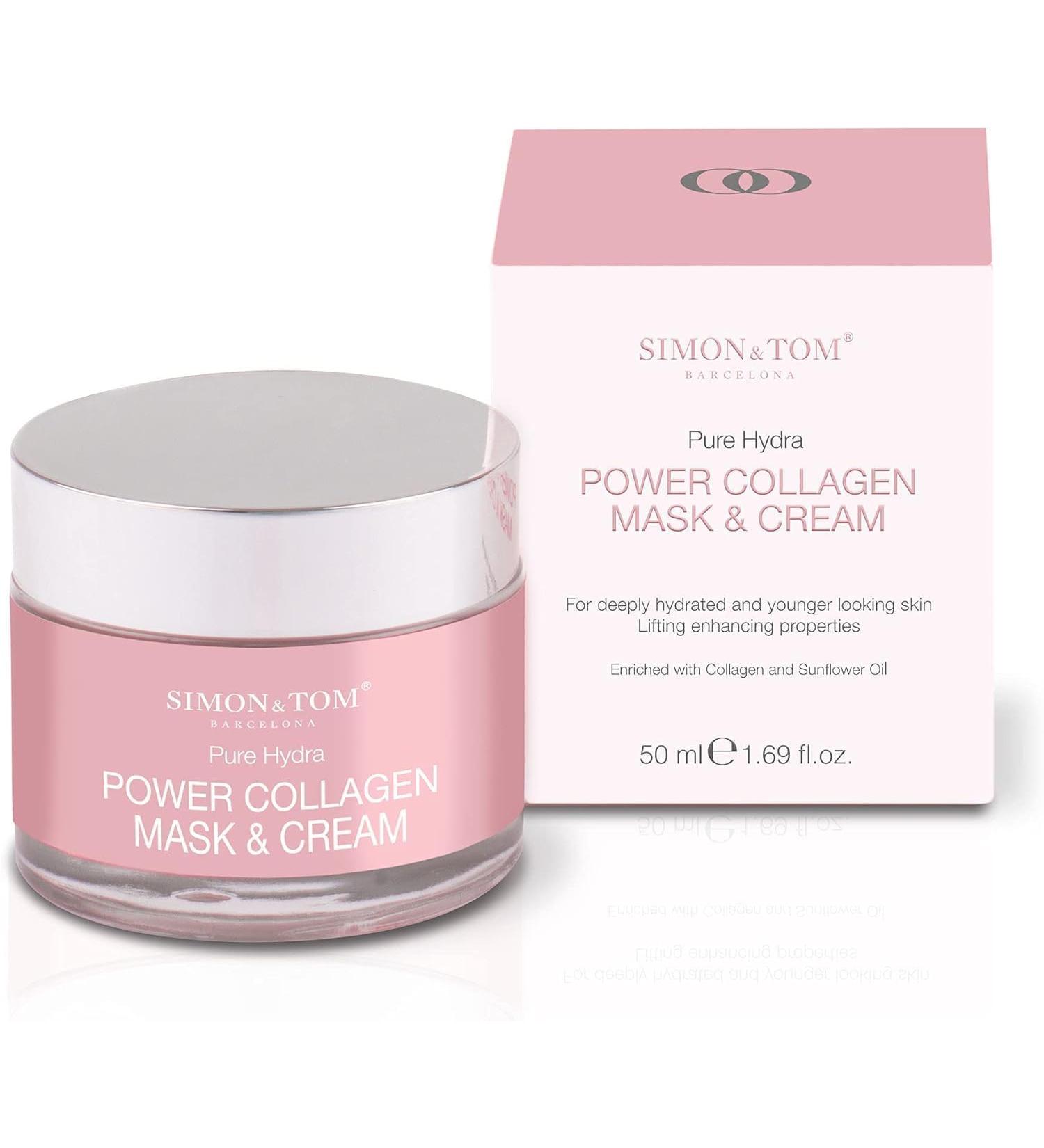 Simon&Tom Collagen Cream Ultra-Concentrated Marine Collagen Anti-Aging Face Cream with Antioxidants for Dull Skin Tones and Moisturizes Skin Vitamin E Made in Spain 50 ml - Buy Online on GoSupps.com