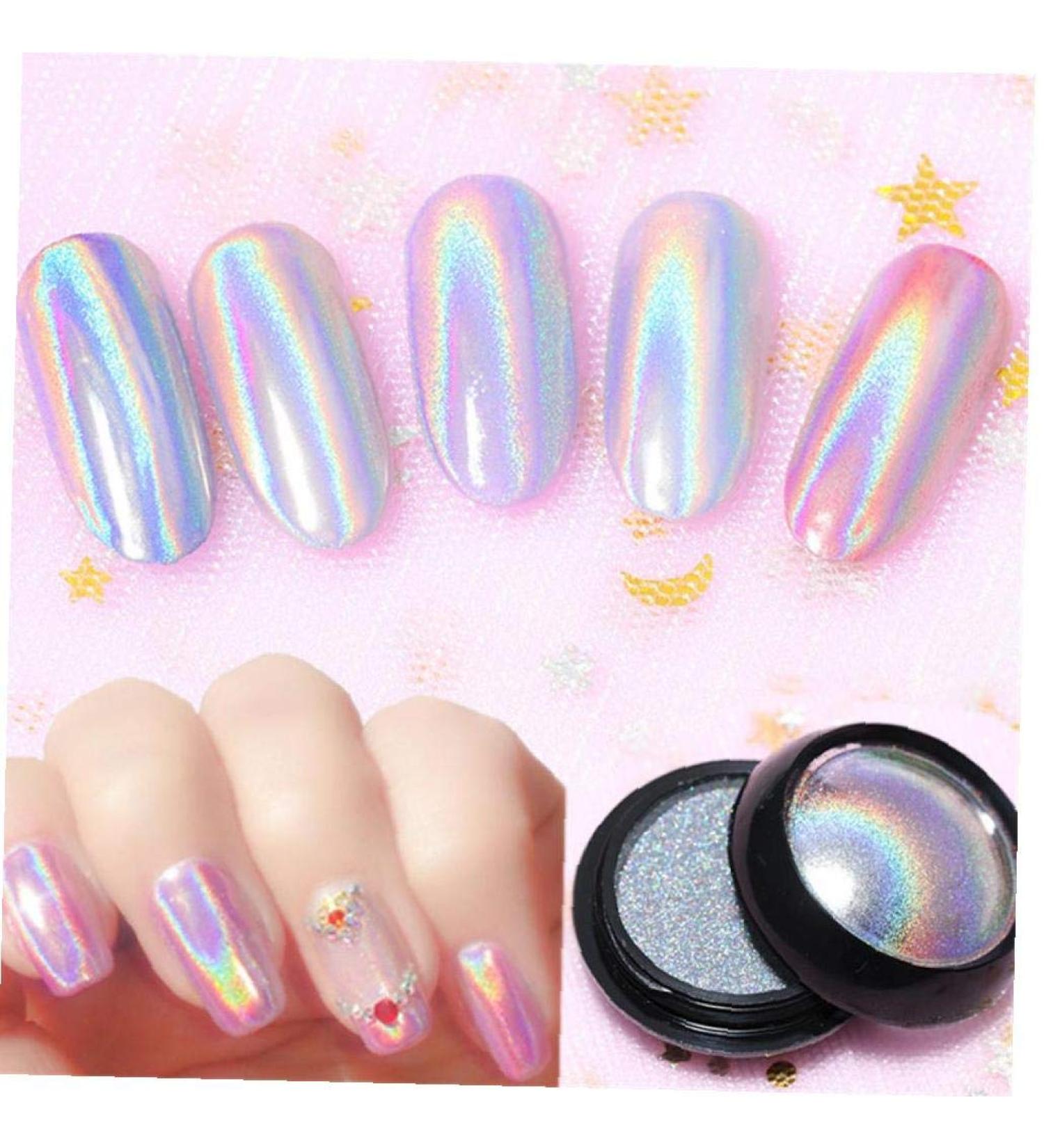 Holographic Glitters Nail Powder Rainbow Dust Manicure Nail Art Accessories 0.5G/Box