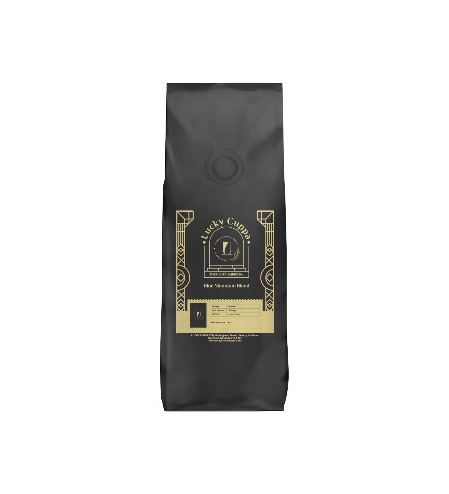 Lucky Cuppa Blue Mountain Coffee Beans Blend - Specialty Coffee Beans - Light Roast Whole Coffee Beans - Quality Coffee Gifts for Coffee Lovers - 1kg Bulk Bag - Buy Online on GoSupps.com