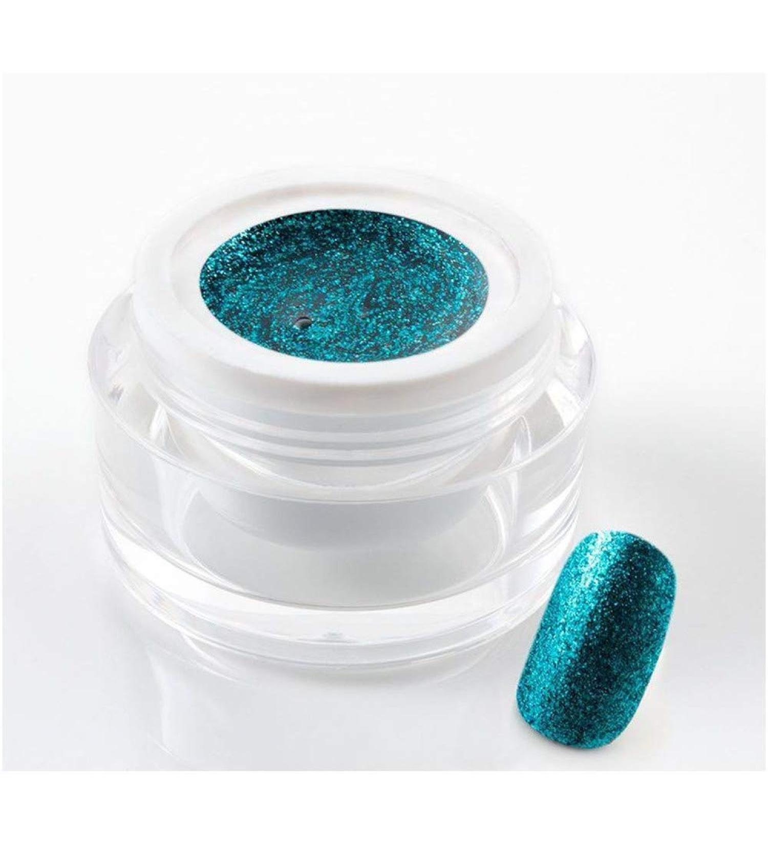 5 ml exclusive UV color gel/color gel/glitter gel - in Glam Glitter Electric Blue - with real silver