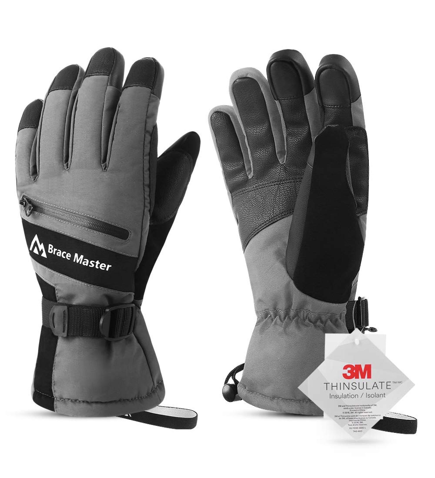 Buy Brace Master Waterproof Ski Gloves for Men | Touchscreen 3M Thinsulate | Warm Winter Cold Weather Gloves | Ideal for Skiing Snowboarding Ice Fishing - XXL Gray - Buy Online on GoSupps.com