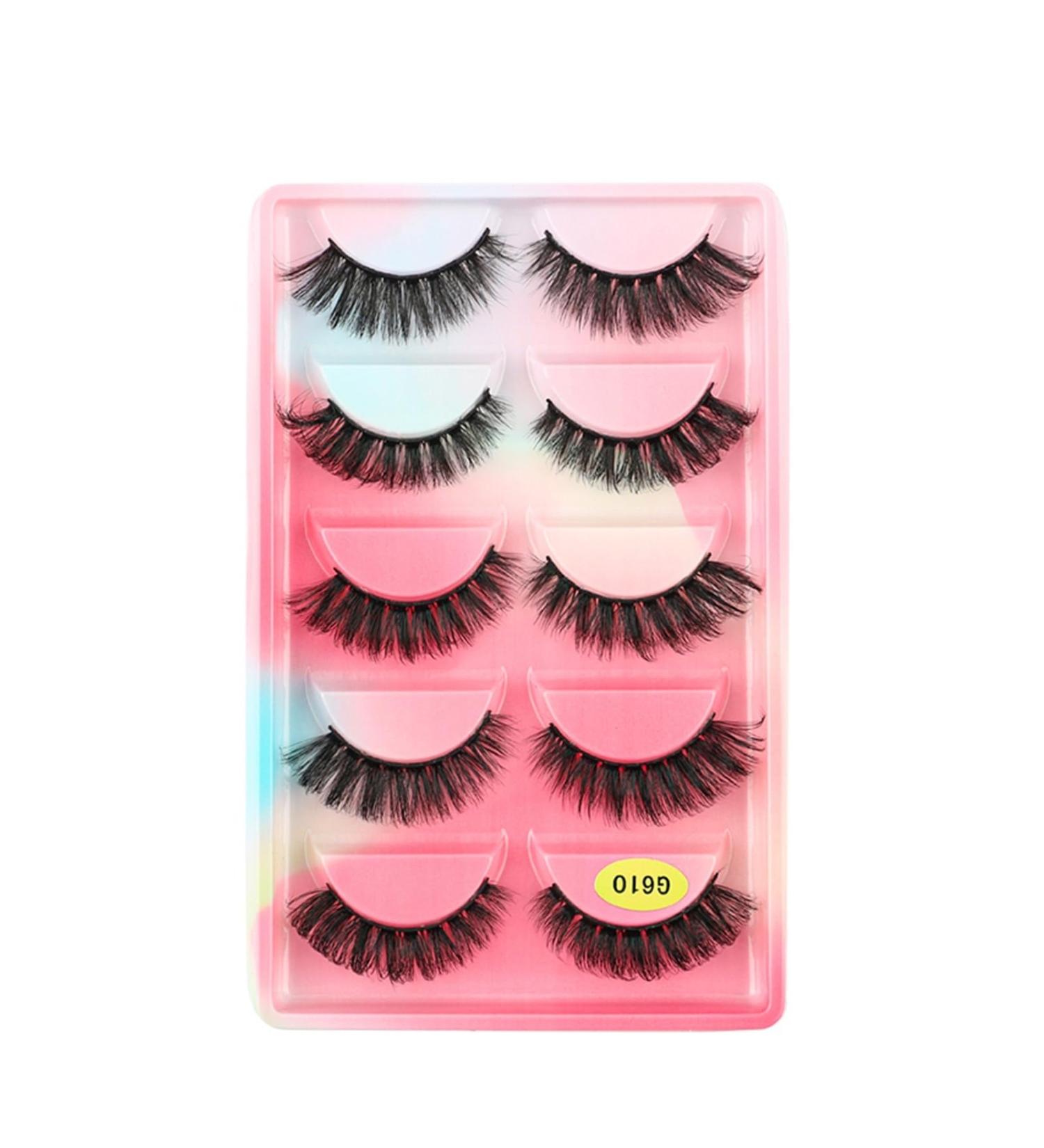 UAMOU Lashes 10/20/50/100 Boxes Mink Eyelashes 5 Pairs Natural False Eyelashes Thick Fluffy Faux Cils Lashes In Bulk G6 Cheerfully (Color : G610CS Size : 20 boxes) - Buy Online on GoSupps.com
