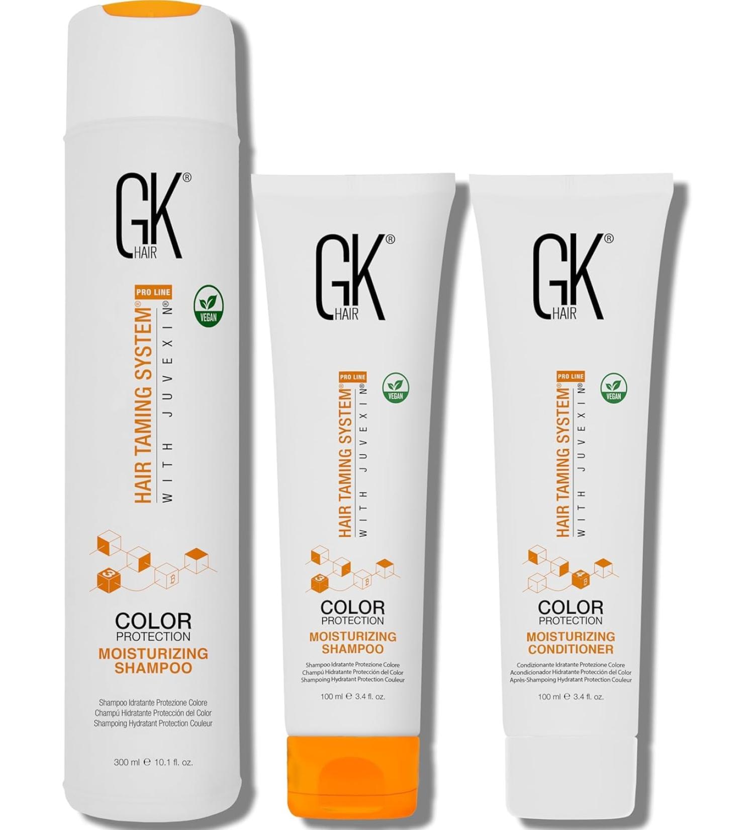 GK Hair Shampooing hydratant 300 ml avec paquet de 100 ml de shampooing et revitalisant hydratant sans sulfate ni parab ne pour cheveux color s gras secs ab m s