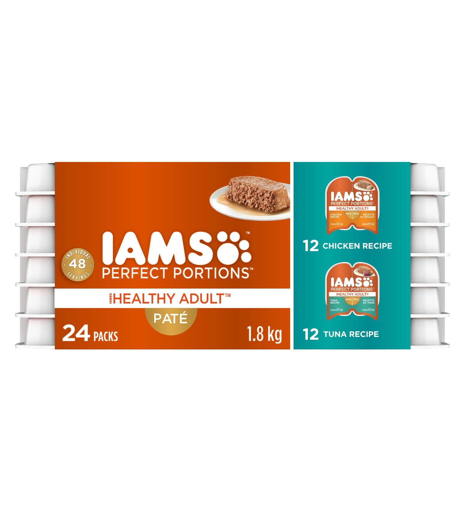 IAMS Perfect Portions Wet Cat Food Adult Grain Free - Chicken and Tuna Pat Variety Pack 75g (24 Pack) Chicken & Tuna Wet Cat Food - Buy Online on GoSupps.com