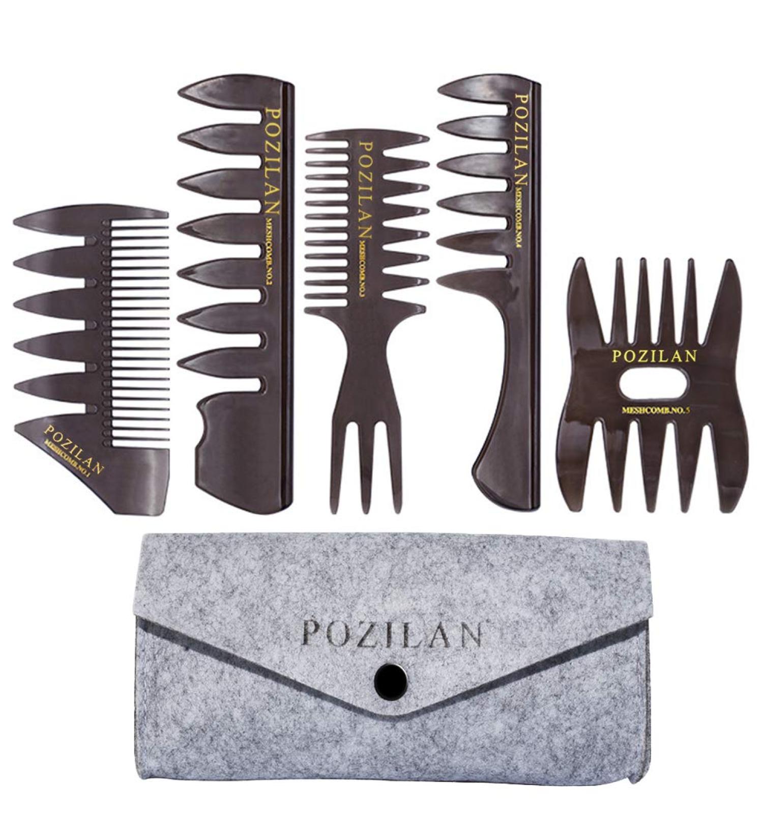 Professional 5 PCS Hair Comb Styling Set with Anti Static Hair Brush - Barber Hairstylist Accessories for Men & Boys - Buy Online on GoSupps.com