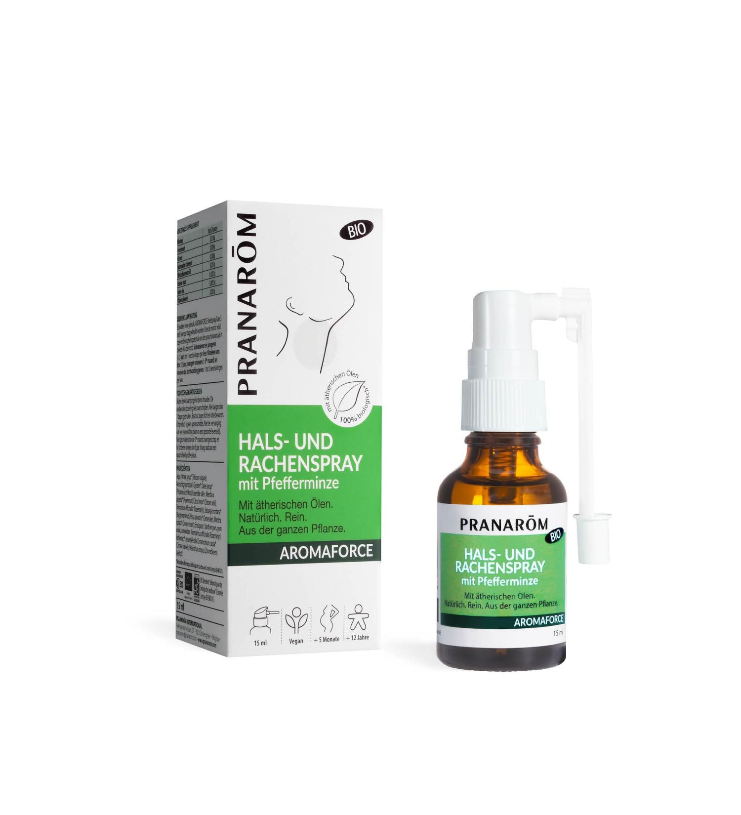 Pranar m Aromaforce Organic Throat Spray with Peppermint & Essential Oils - 15ml - International Shipping Available - Buy Online on GoSupps.com